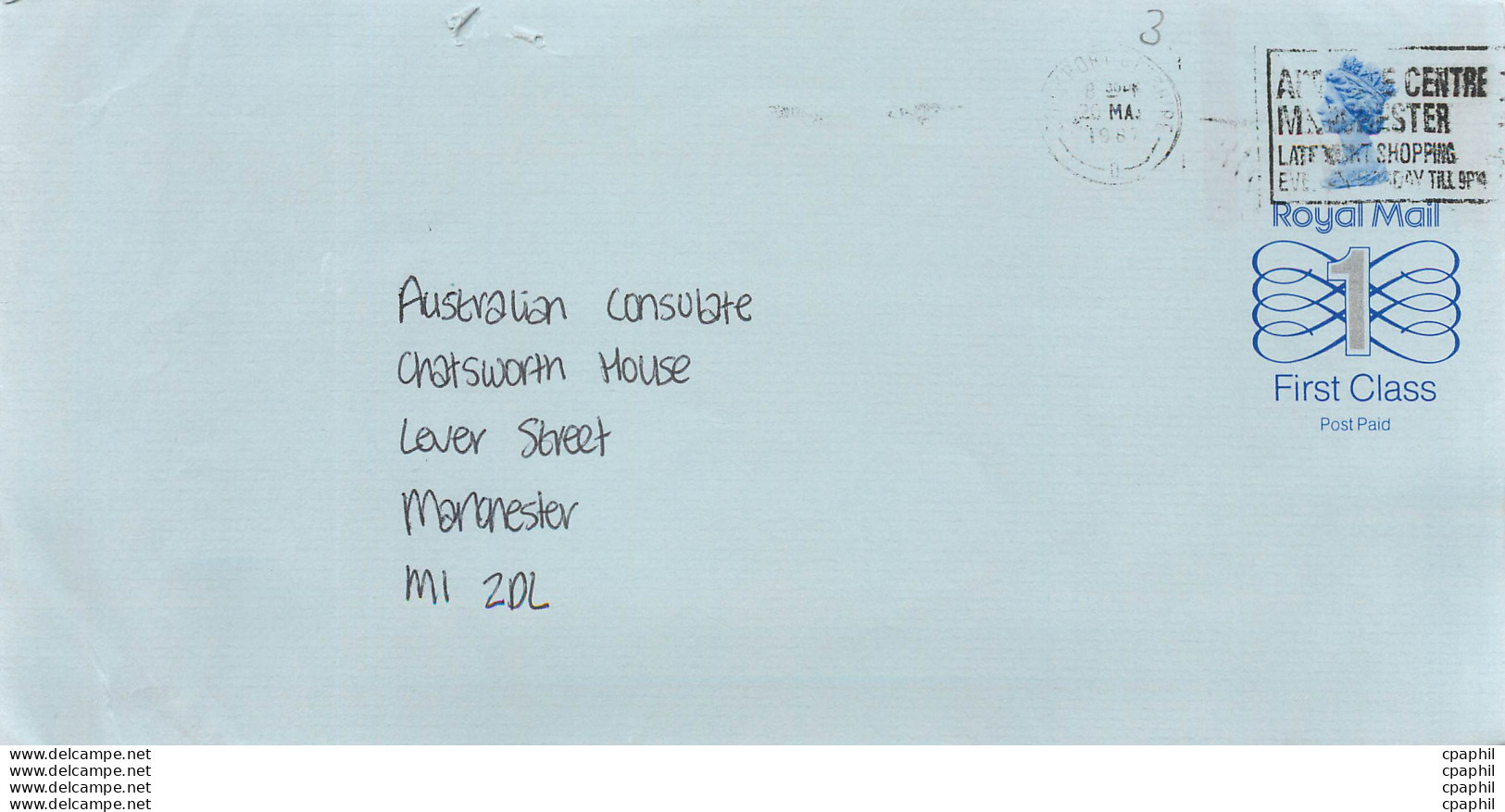 Entier Postal Stationary Great Britain Machin Australian Consulate Manchester - Briefe U. Dokumente