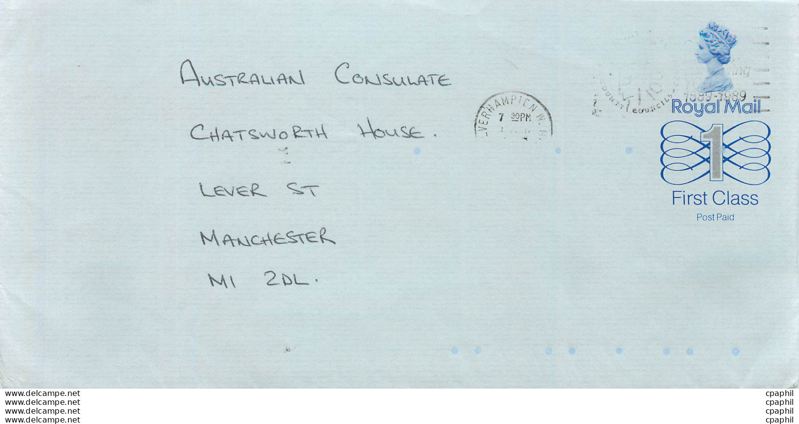 Entier Postal Stationary Great Britain Machin Australian Consulate Manchester - Covers & Documents