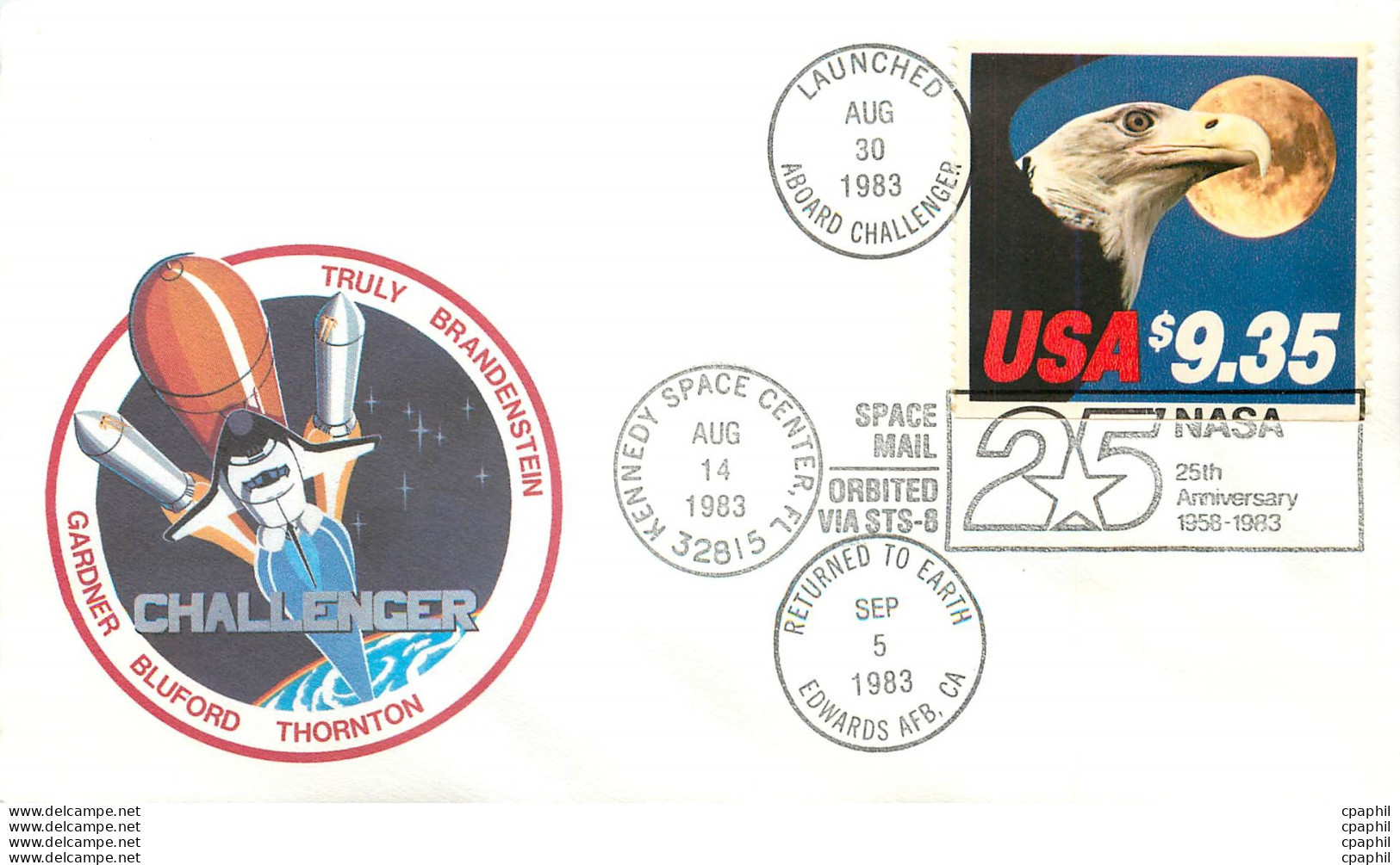 Lettre Cover Etats-Unis Space Mail Challenger 1983 - Lettres & Documents