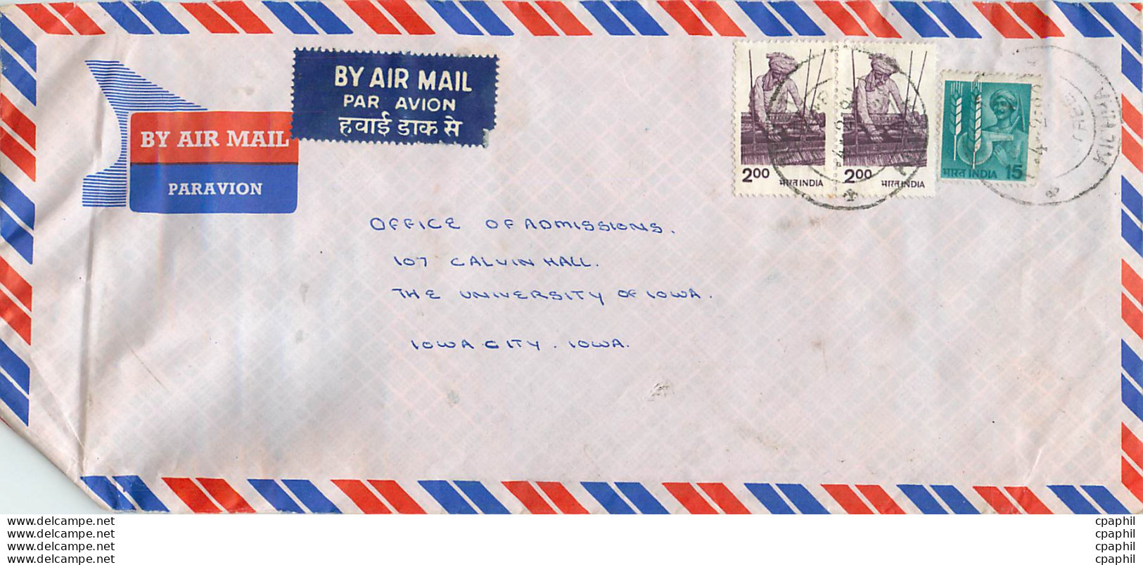 Lettre Cover Inde India University Iowa City - Lettres & Documents