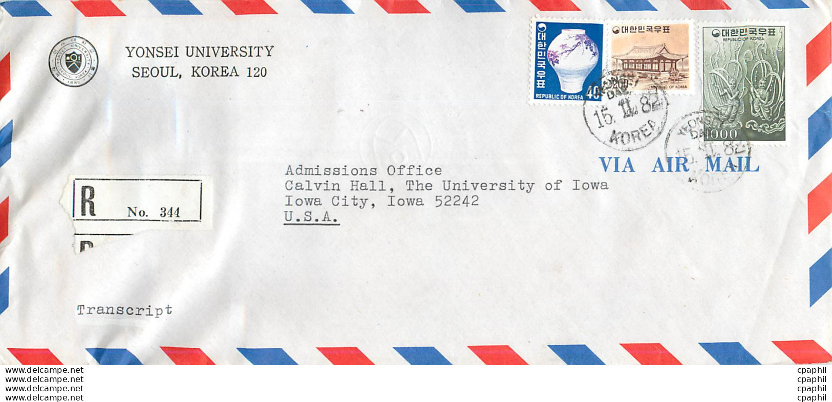Lettre Cover Coree University Iowa Yonsei - Malaysia (1964-...)