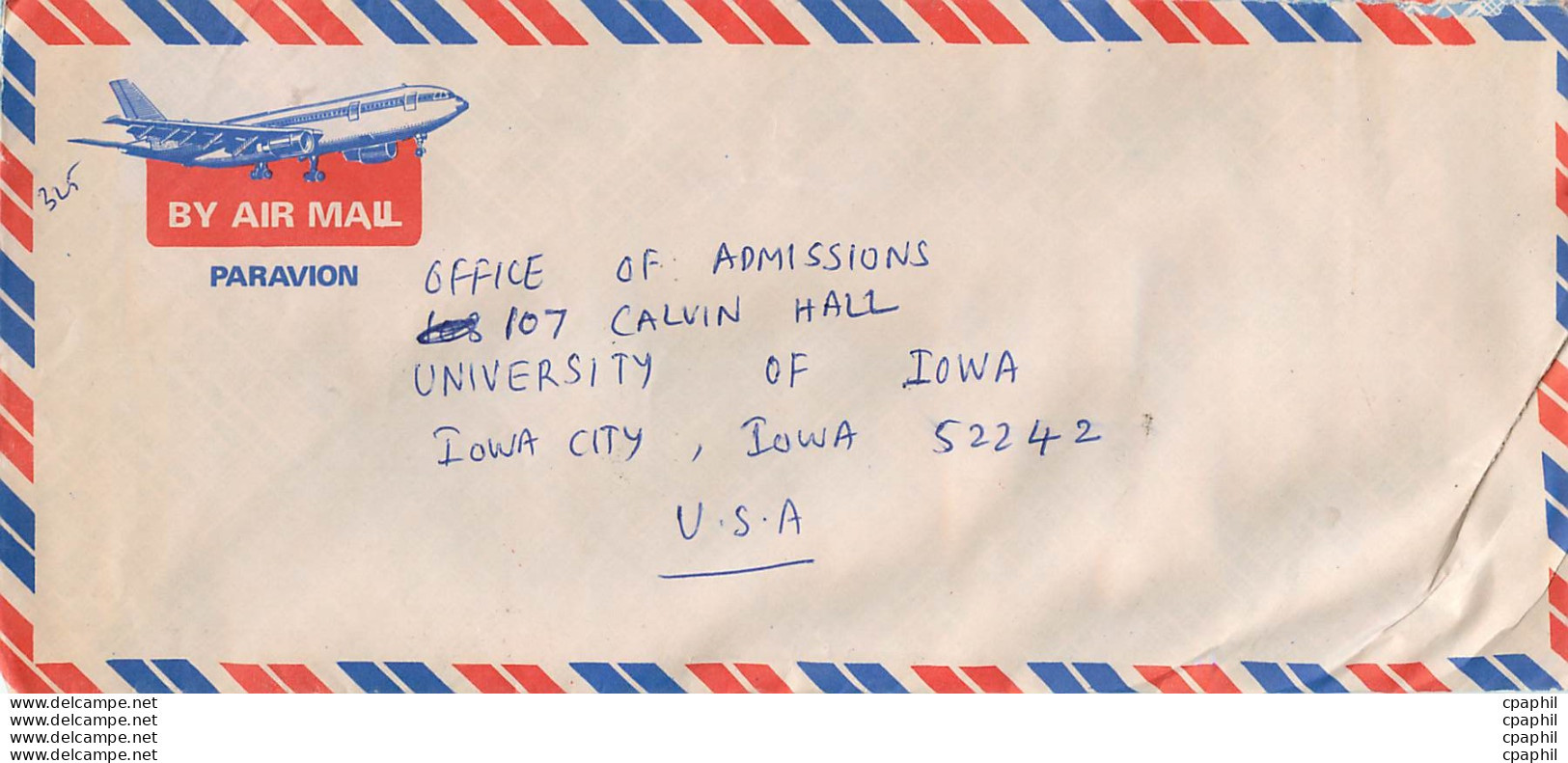 Lettre Cover For University Of Iowa Inde India - Brieven En Documenten