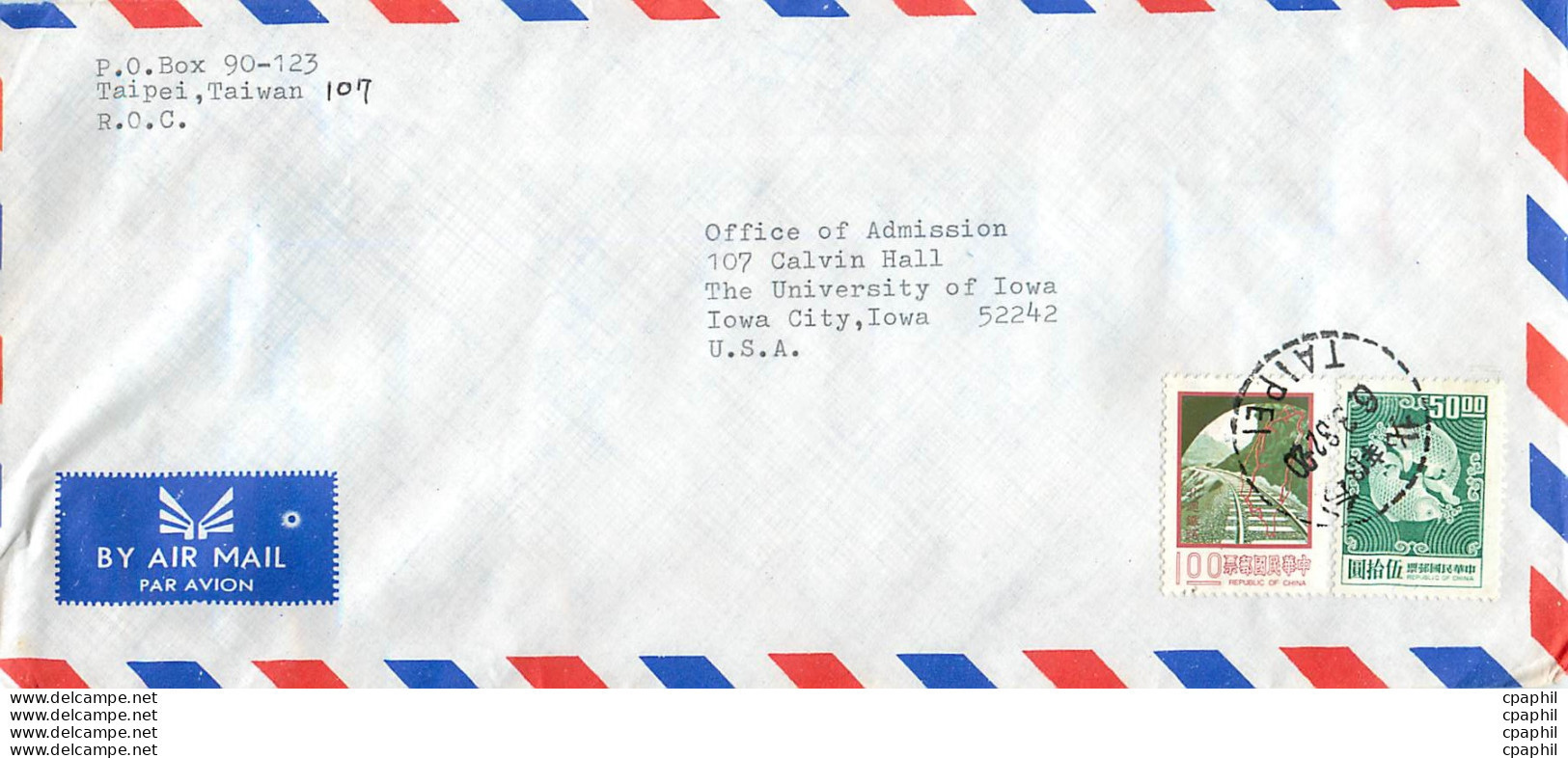 Lettre Cover For University Of Iowa Chine - Storia Postale