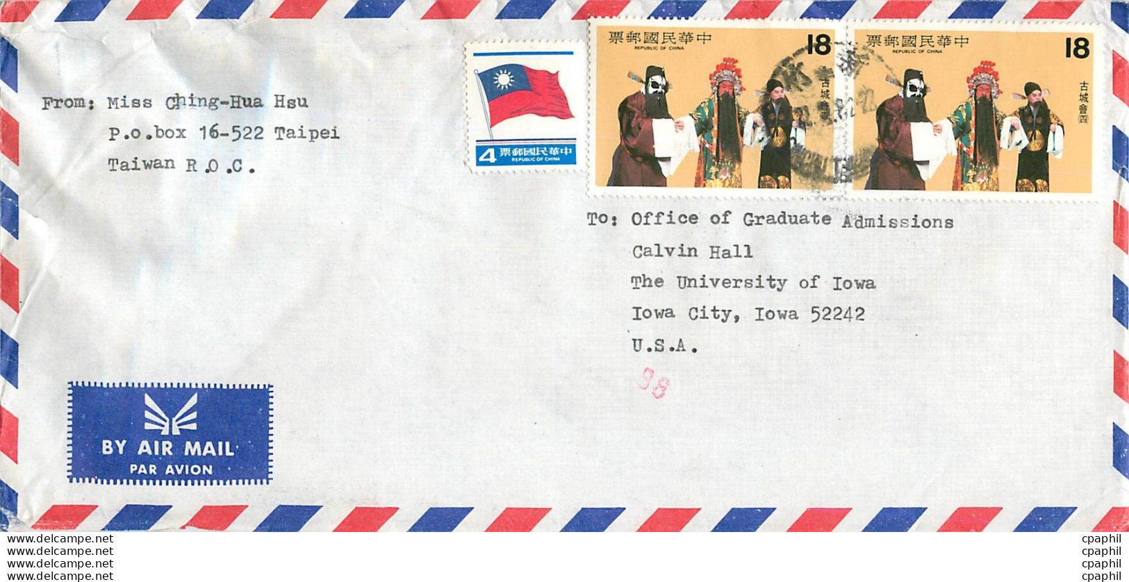 Lettre Cover For University Of Iowa Chine - Lettres & Documents