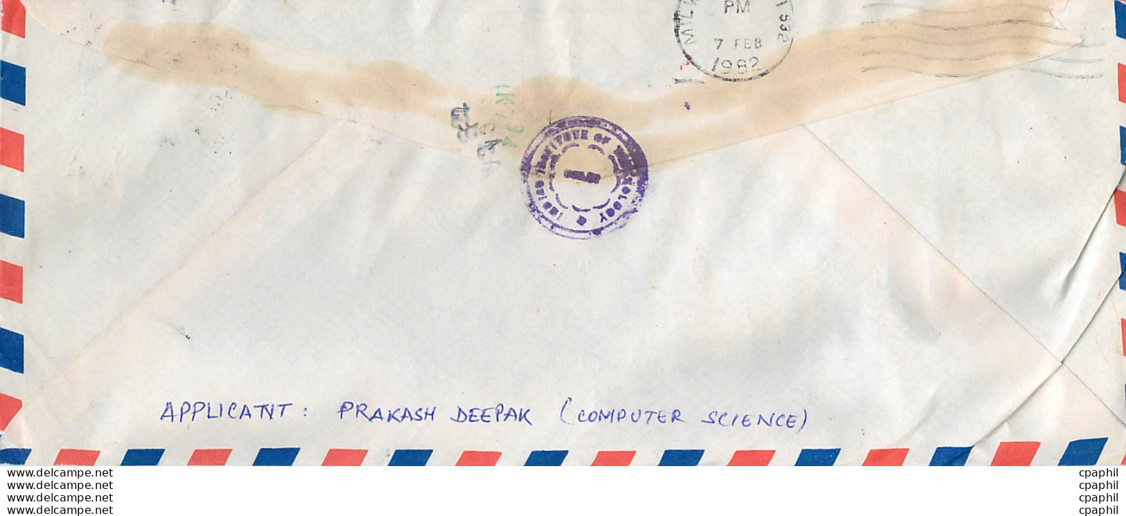 Lettre Cover Inde India University Iowa Usee Espace - Covers & Documents