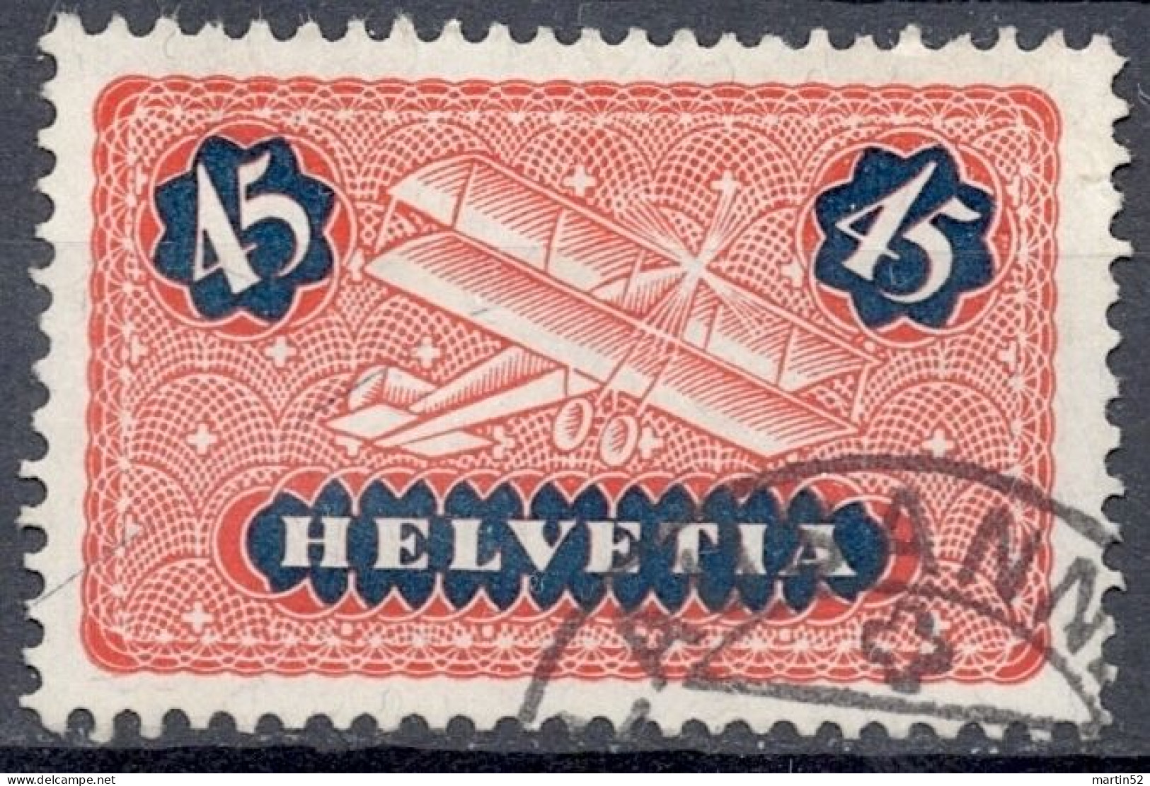 Schweiz Suisse 1923: "Biplane" Zu F8y (glatt) Mi 183x Yv PA8 (lisse) Mit Stempel Von LAUSANNE (Zu CHF 13.00) - Gebraucht