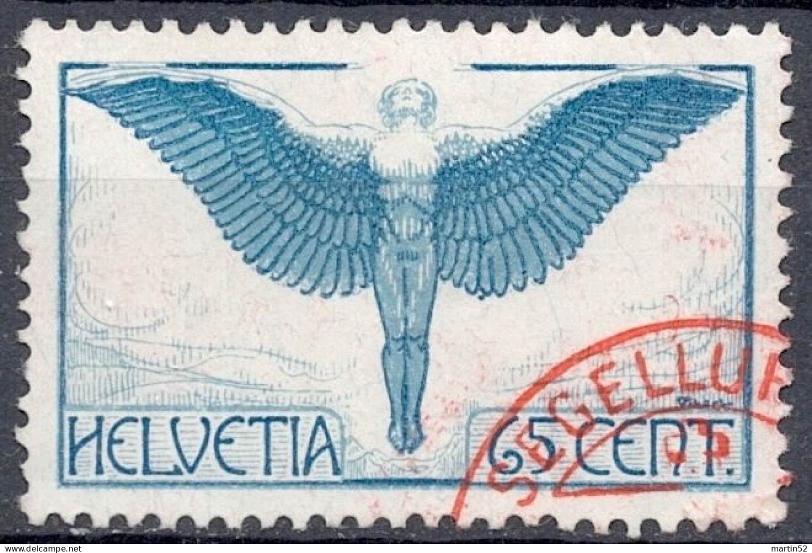 Schweiz Suisse 1924: IKARUS Zu Flug 10y Glatt Mi 189x Yv PA 10a Lisse Mit Rotem ⊙ SEGELLUFTPOST (Zu CHF 32.00) - Usati