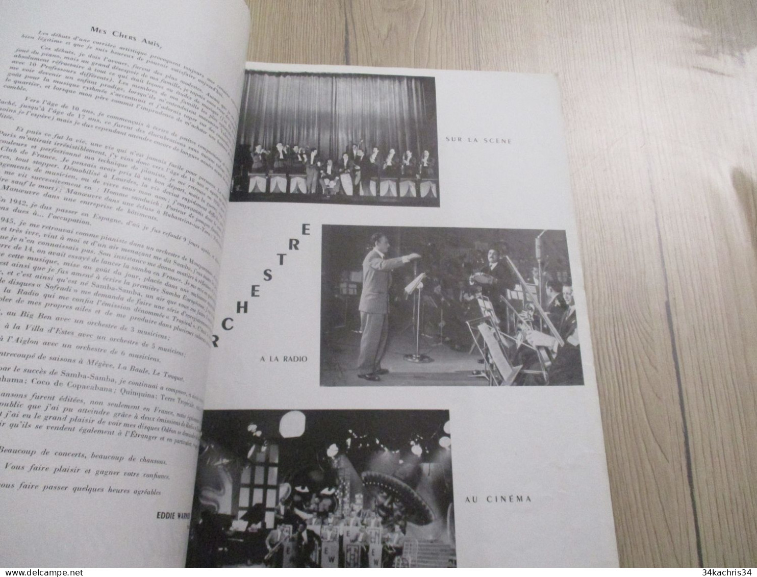 Autographe Sur Pub Publicité 8 Page Grand Format  Eddie Warner Et Son Orchestre Jazz - Autographs