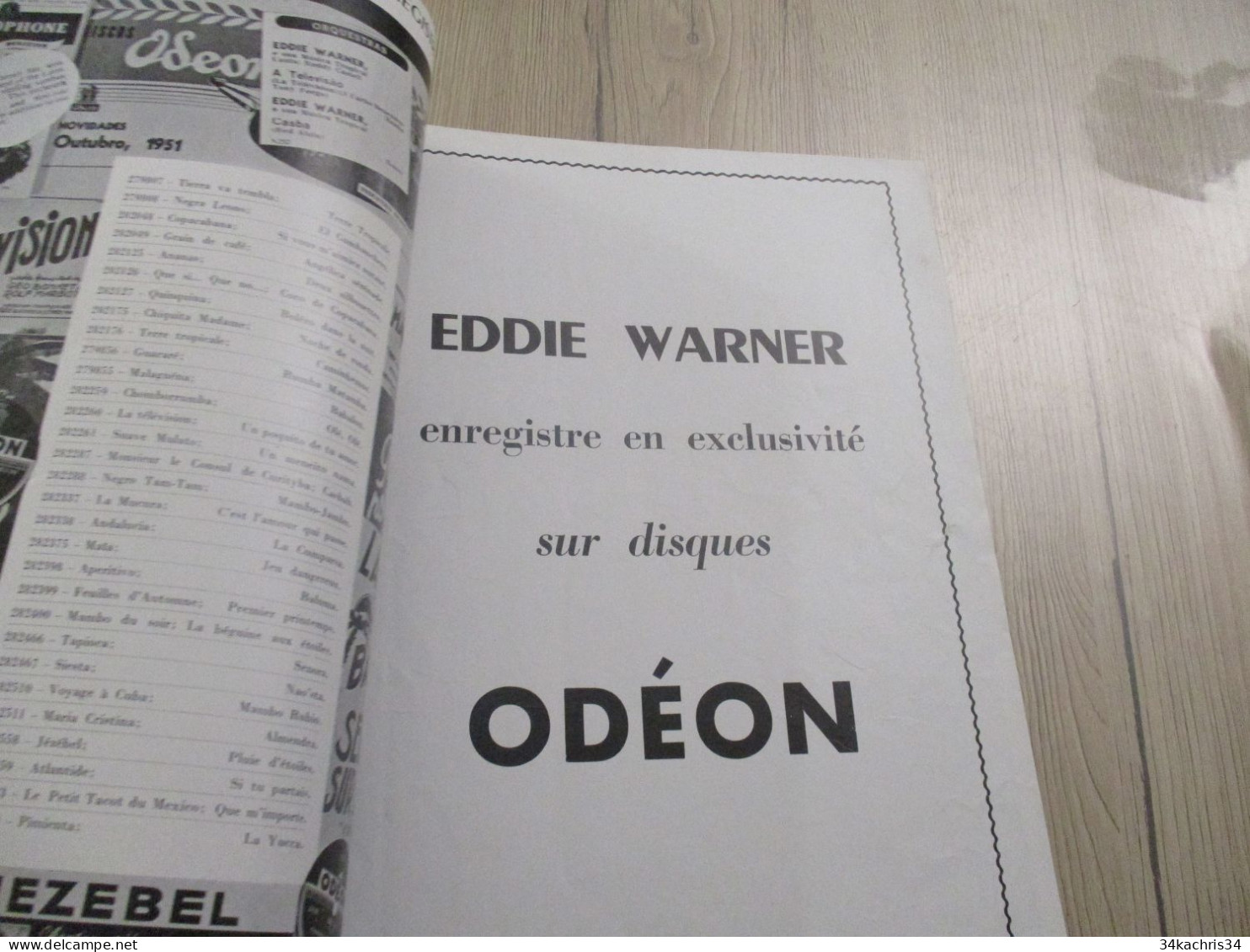 autographe sur Pub Publicité 8 page grand format  Eddie Warner et son orchestre Jazz