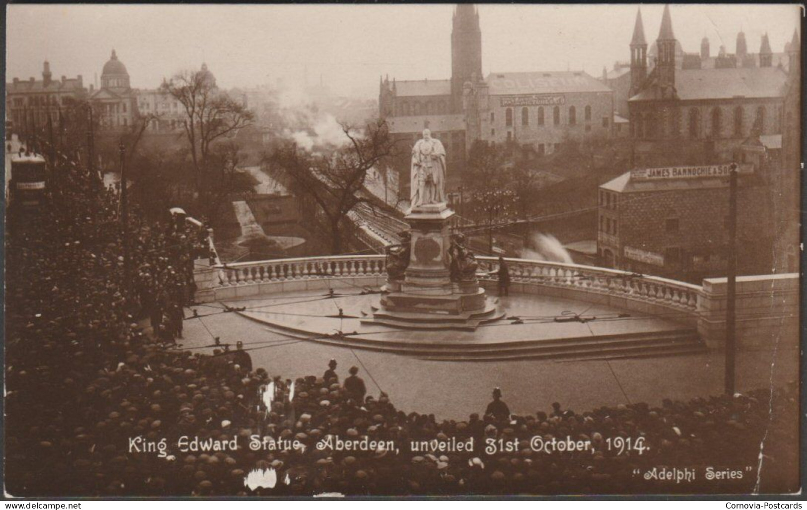 King Edward Statue, Aberdeen, C.1915 - Adelphi RP Postcard - Aberdeenshire