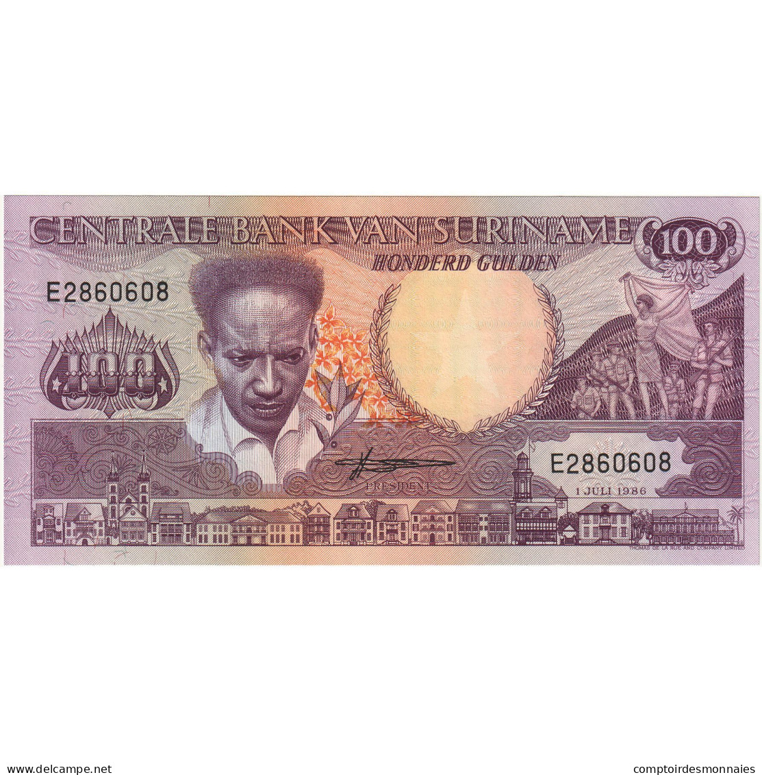 Billet, Surinam, 100 Gulden, 1986, 1986-07-01, KM:133a, NEUF - Surinam