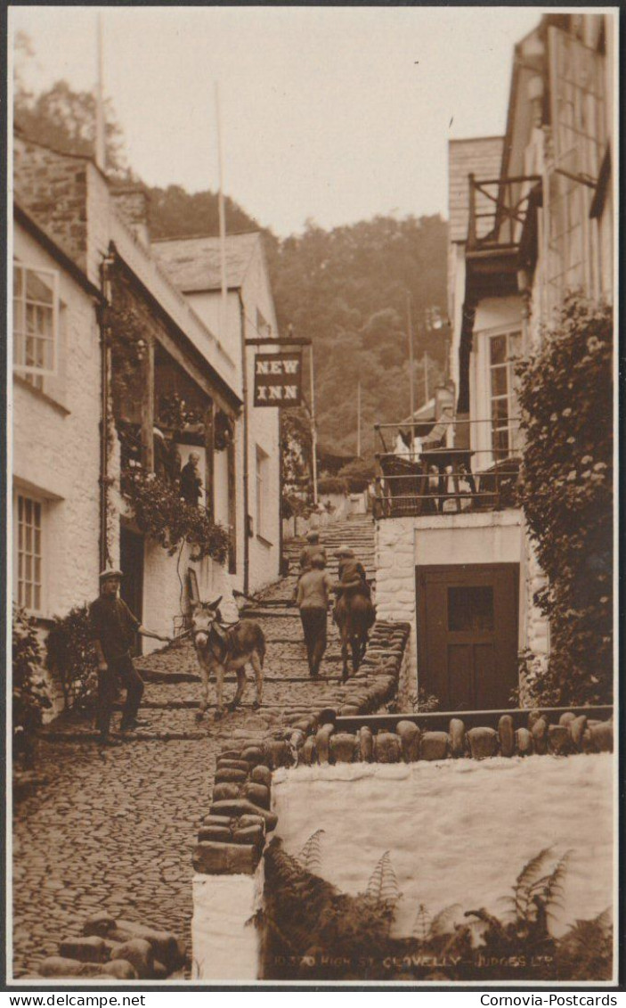 High Street, Clovelly, Devon, 1927 - Judges RP Postcard - Clovelly