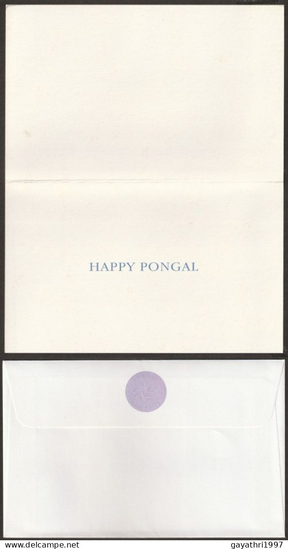 India Greetings Card With Cover Issued By Indian Government (gr18) Happy Pongal Greetings - Cows