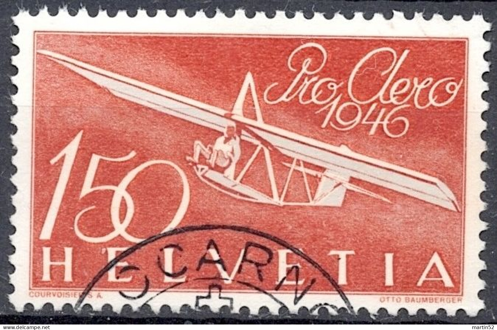 Schweiz Suisse 1946: Pro Aero Gleiter Zögling Zu F41 Mi 470 Yv PA 40 Halbmond-⊙ LOCARNO 23.V.46 Demi-lune (Zu CHF 50.00) - Used Stamps