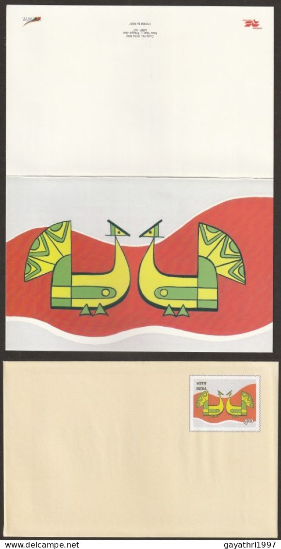 India Greetings Card With Cover Issued By Indian Government (gr25) Seasons   Greetings - Paons