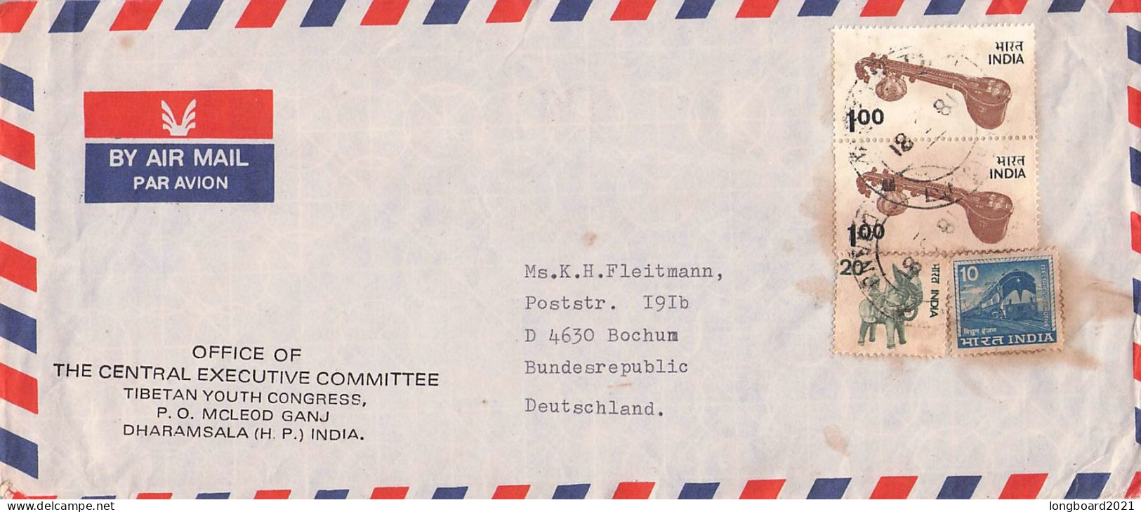 INDIA - AIRMAIL 1981 DHARAMSALA - BOCHUM/DE / 4635 - Briefe U. Dokumente