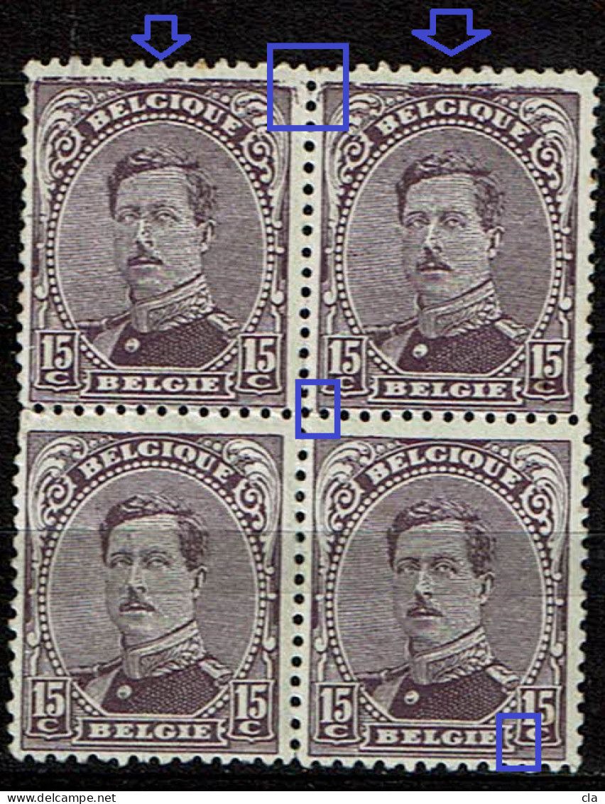 139 Bloc 4  2 *2**  T1/2  Cadre Sup. Doublé Et Griffes T2  Cadre Gauche Prolongé T4 Carré Coloré Sous C - 1901-1930