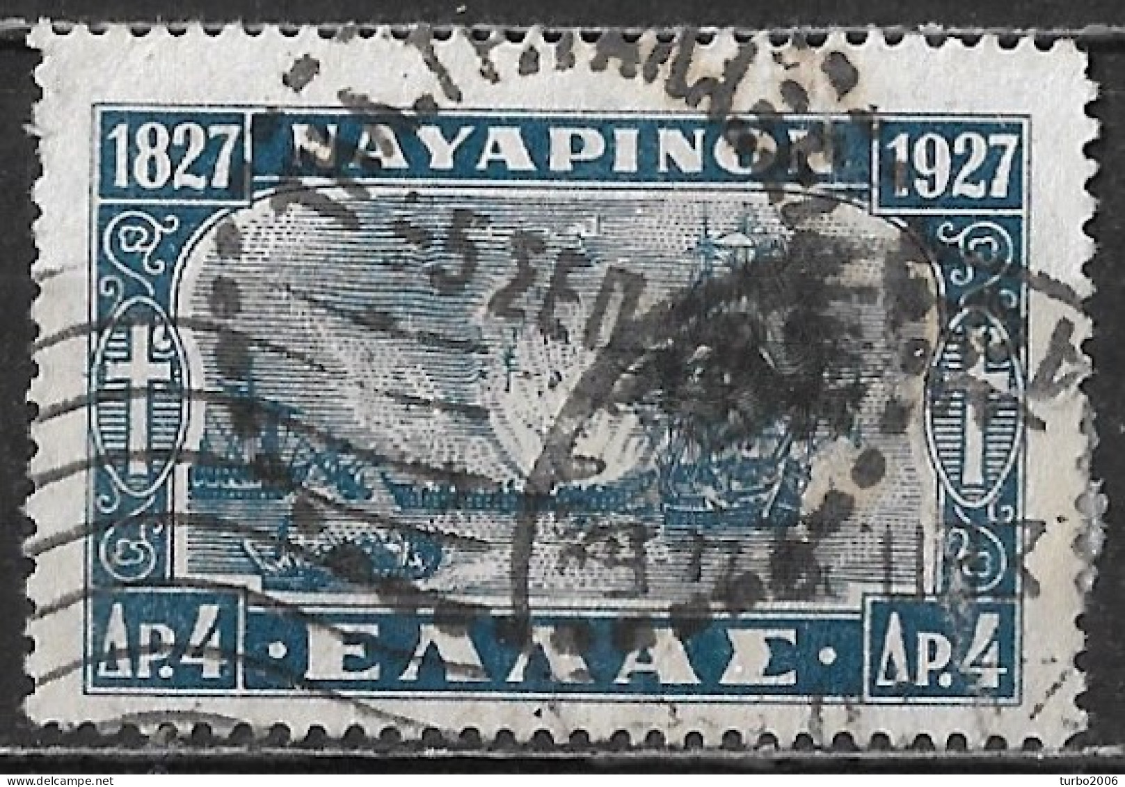 Telegraph Cancellation ΓAΛAΞEIΔIOY On GREECE Centenary Of Navarino Naval Battle 4 Dr Blue Vl. 439 - Télégraphes