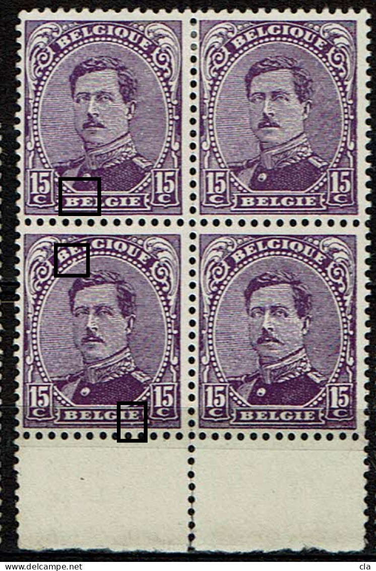 139a Bloc 4 Bdf (*)  T1 LV 8 BE Liés Au Sommet  T3  LV 25 Perle Prolongée Et Point Blanc Sous E - 1901-1930