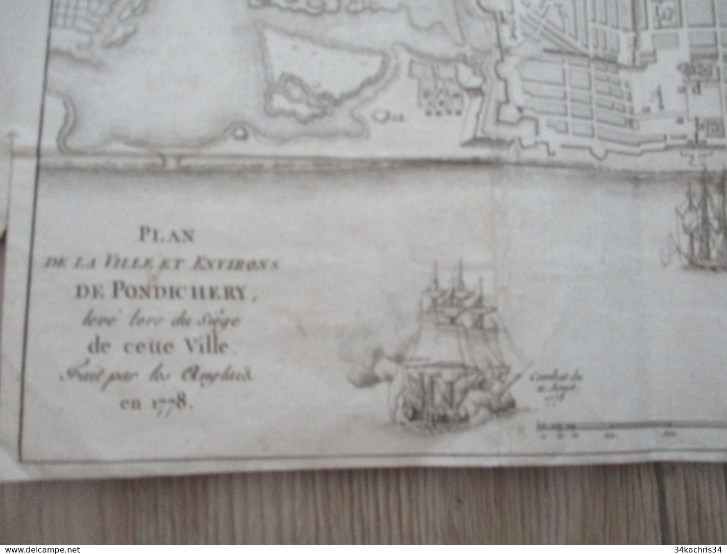 M45 Plan De L Ville Pondichéry Lors De Son Siège En 1778 En L'état - Geographical Maps