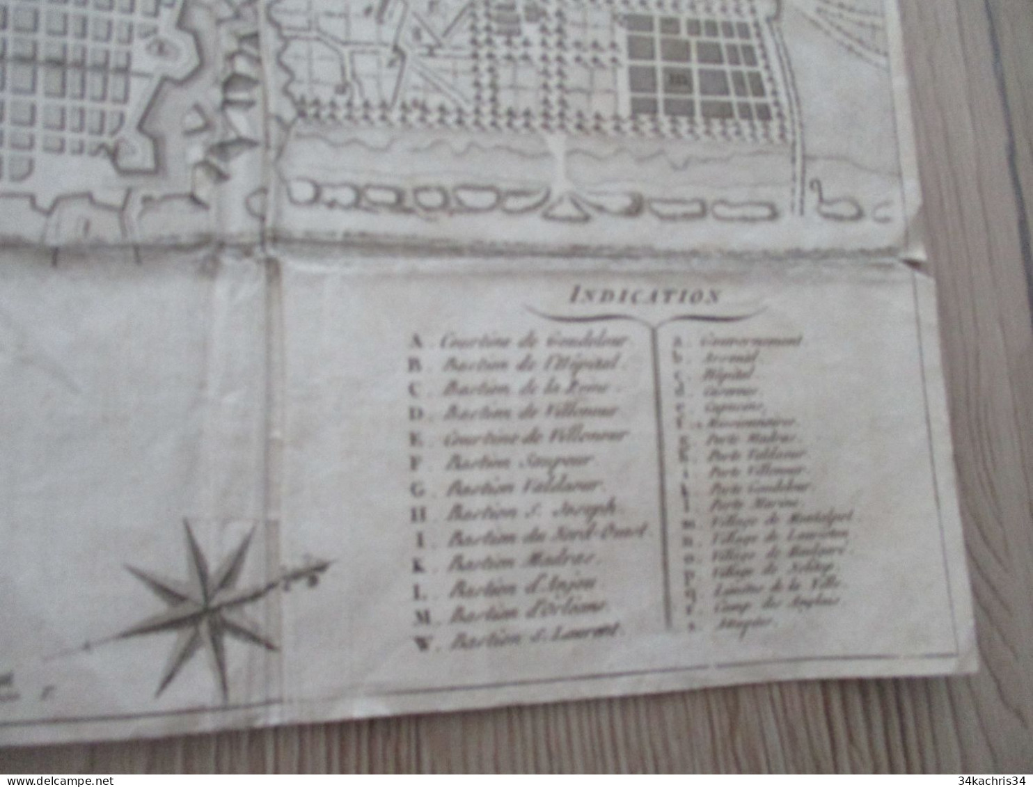 M45 Plan De L Ville Pondichéry Lors De Son Siège En 1778 En L'état - Cartes Géographiques