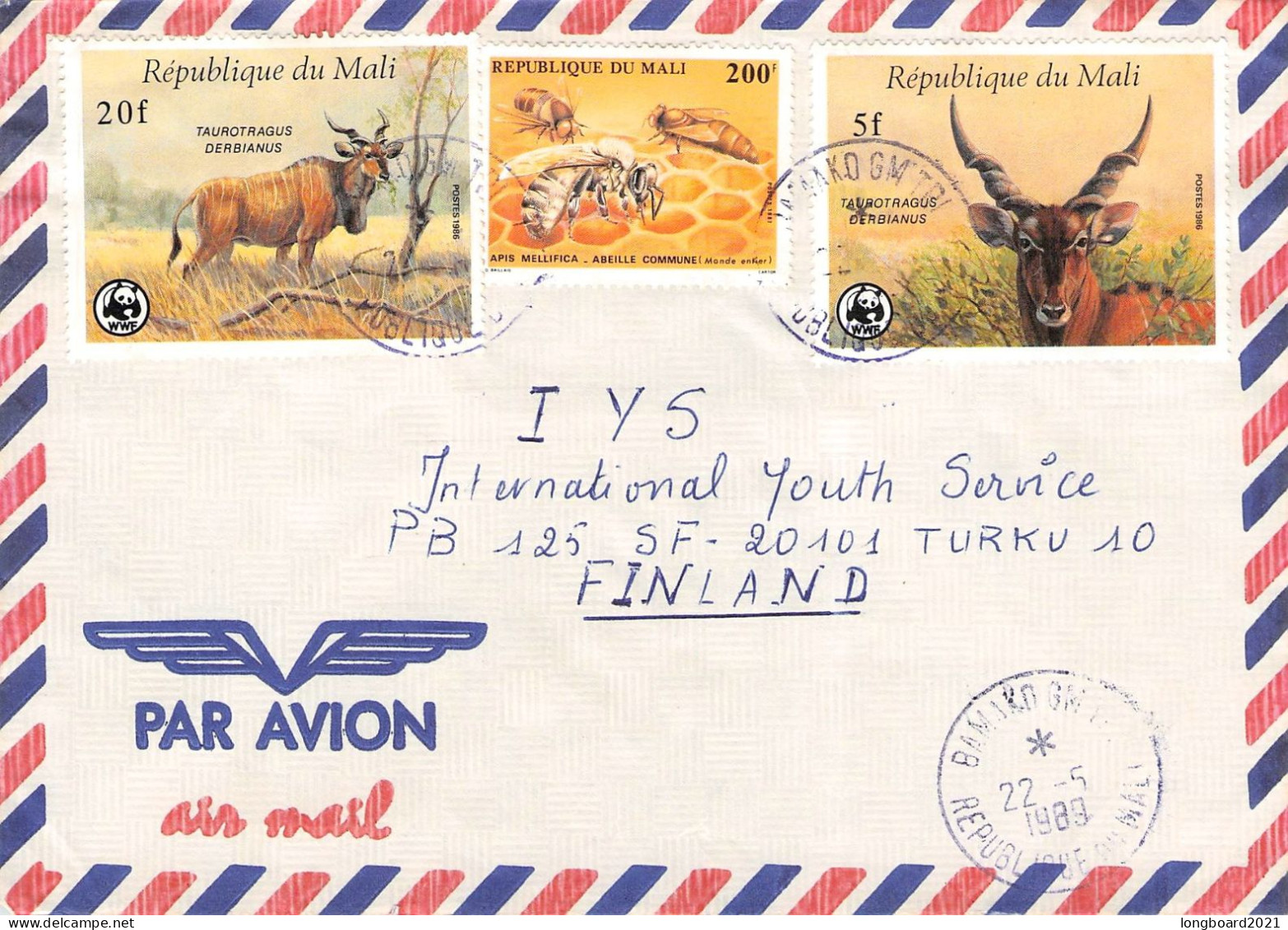 MALI - AIRMAIL 1989 - TURKU/FI / 4641 - Mali (1959-...)