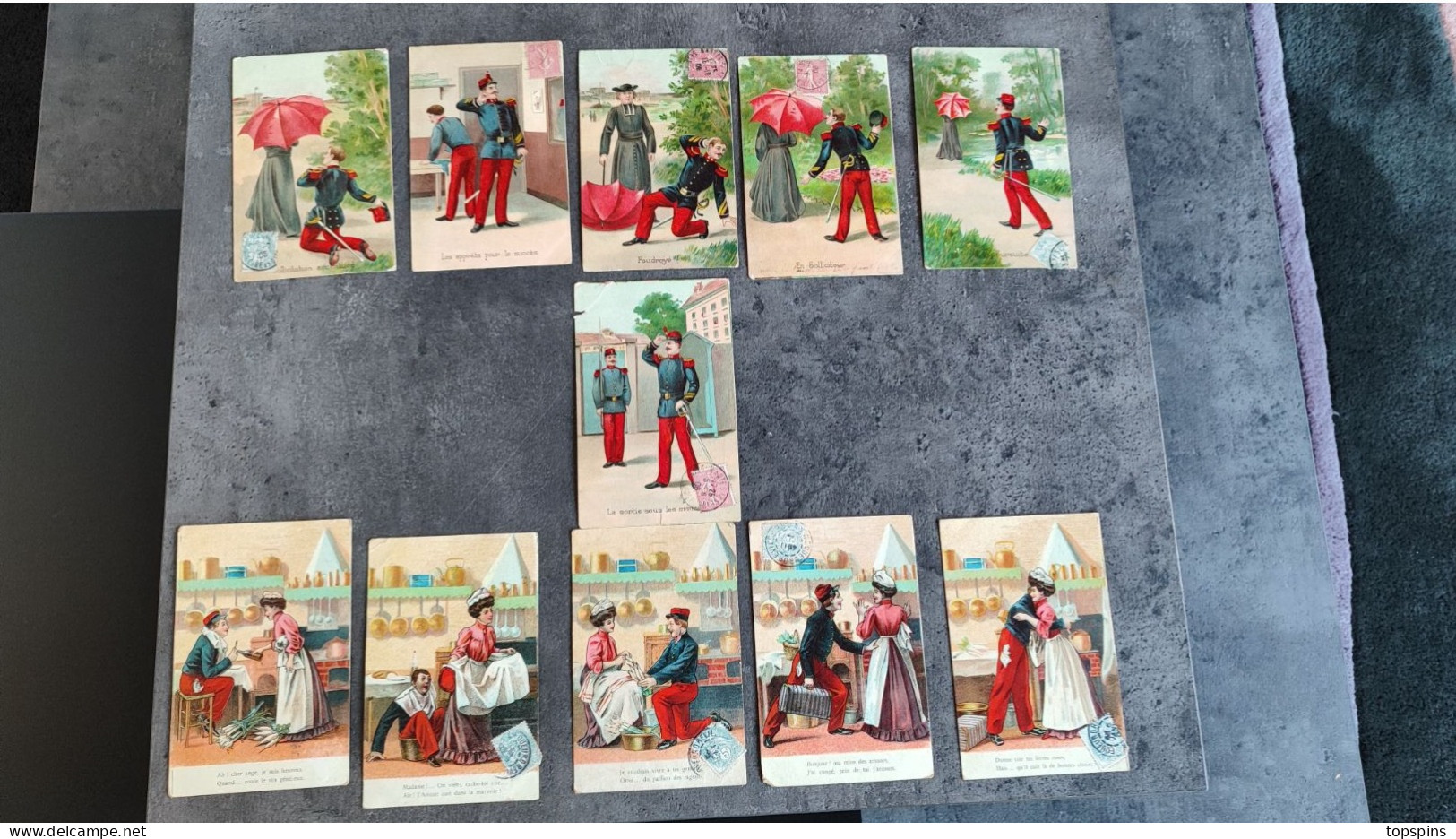 LOT 11 CARTE POSTALE CP MILITARIA FANTAISIE COUPLE AMOUR 1906 TBE - Collections & Lots