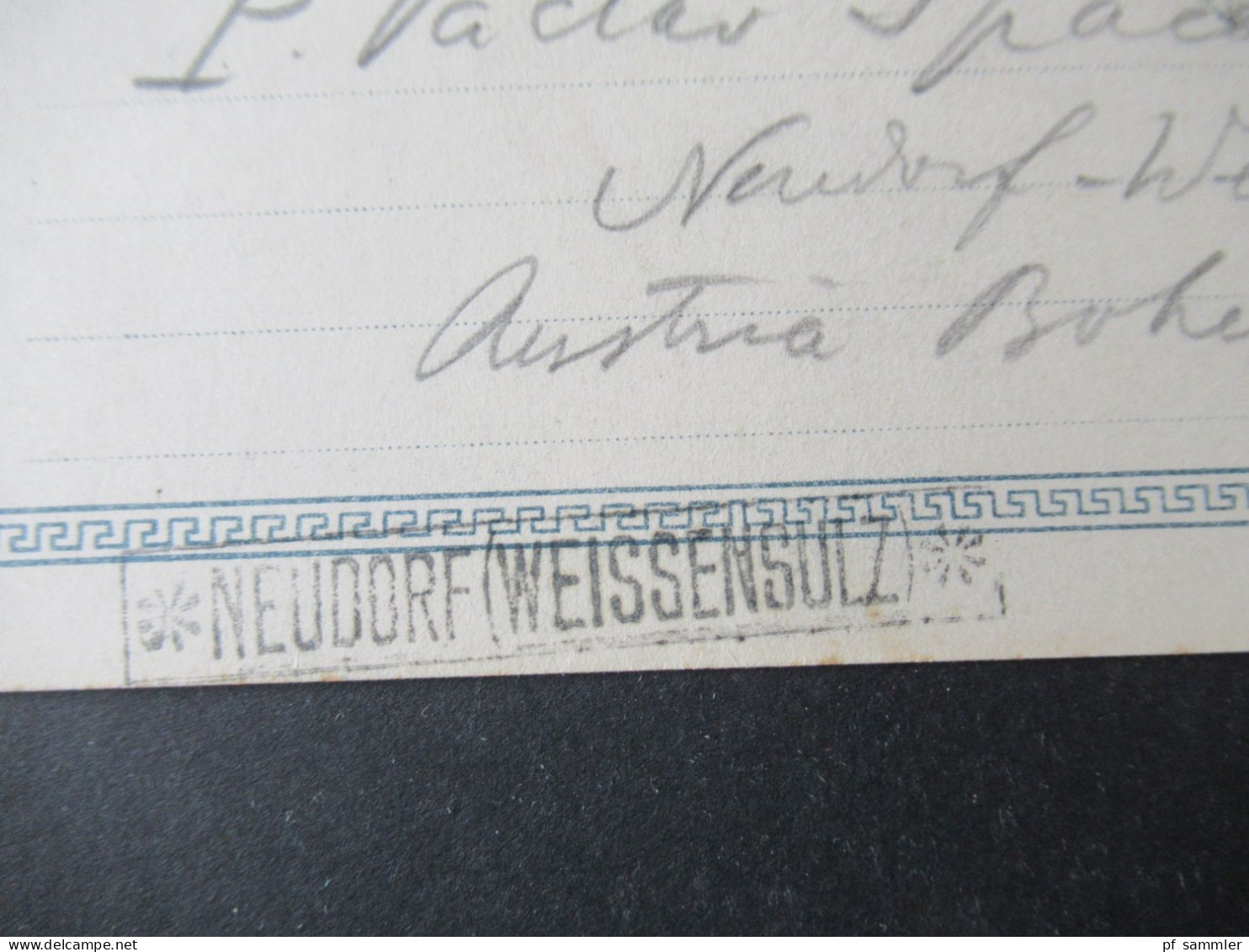 1906 AK Corfou Ponticonissi / Corfu Stp. Kepkypa Und Ank. K1 Weissensulz Und Ra1 * Neudorf (Weissensulz)* Postablage Stp - Lettres & Documents