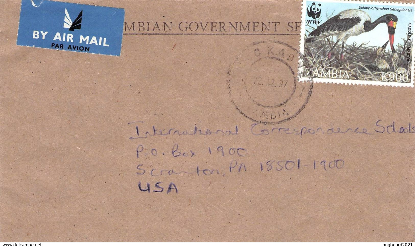 ZAMBIA - AIRMAIL 1997 - SCRANTON/USA / 4643 - Zambie (1965-...)