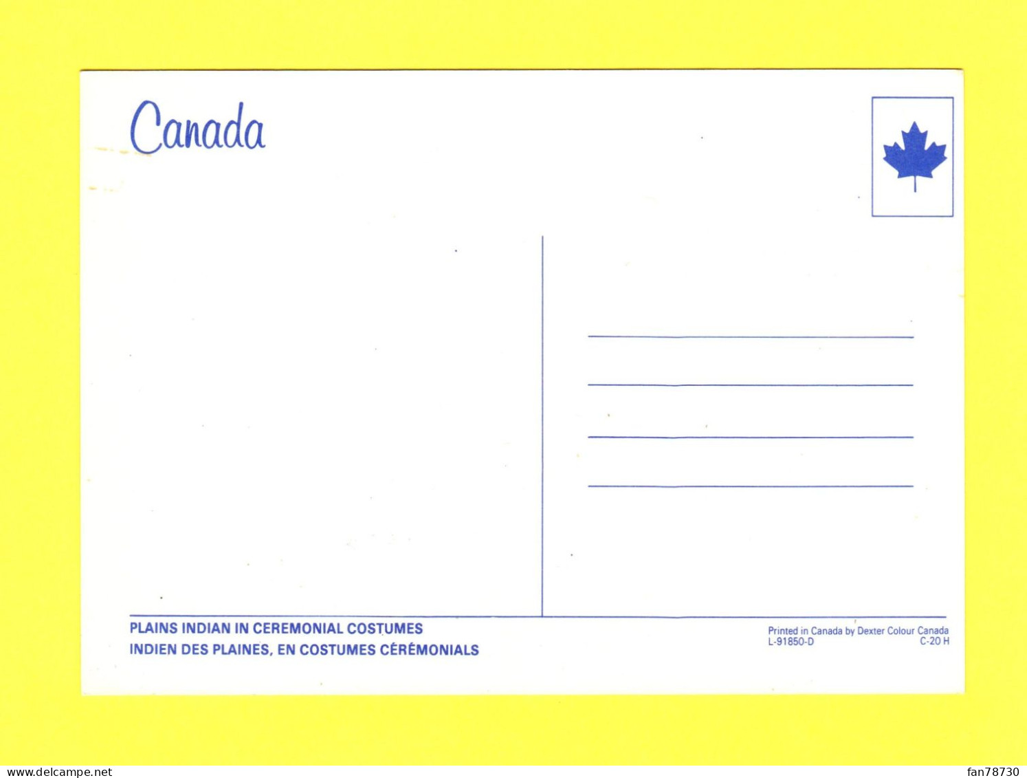 Canada - Indien Des Plaines, En Costumes Cérémonials - Frais Du Site Déduits - Modern Cards