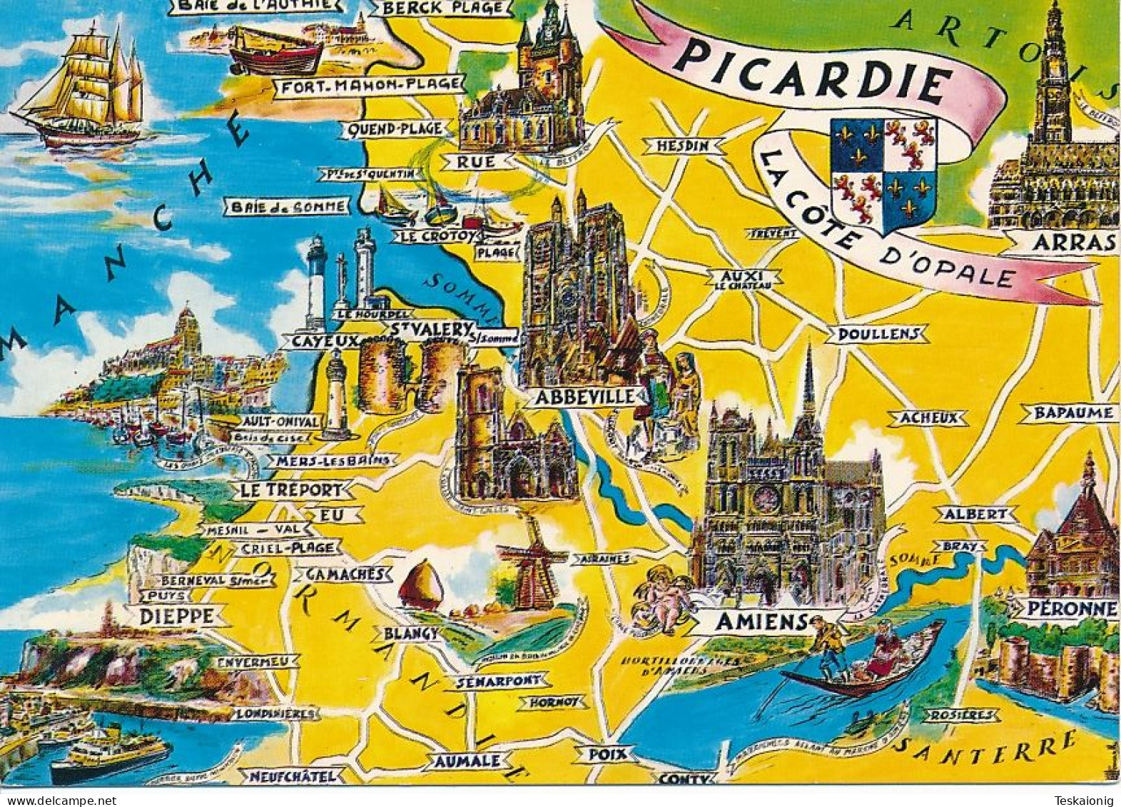 PICARDIE. La Côte D'Opale. Carte Géographique. Illustration De Homualk. Sites Touristiques - Picardie