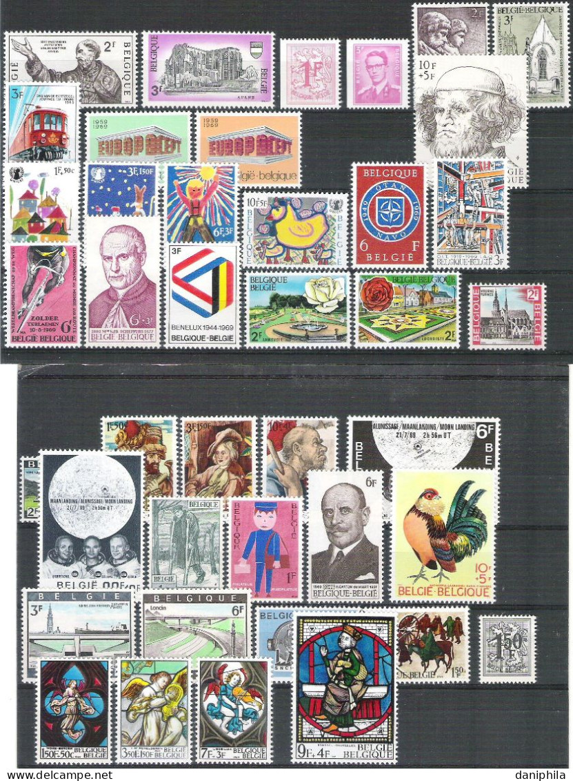 BELGIQUE  Annee Complete 1969**  41 Valeurs** + 2 Blocs**+2 Carnets**   C.O.B. = 46,75 Euro - Années Complètes