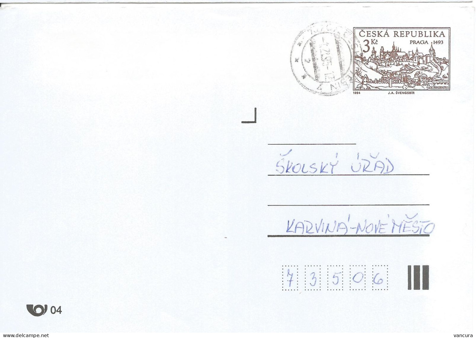 COB 1 A Czech Republic  Prague Of Wolgemuth 1994 Used In Cesky Tesin/Teschen - Enveloppes