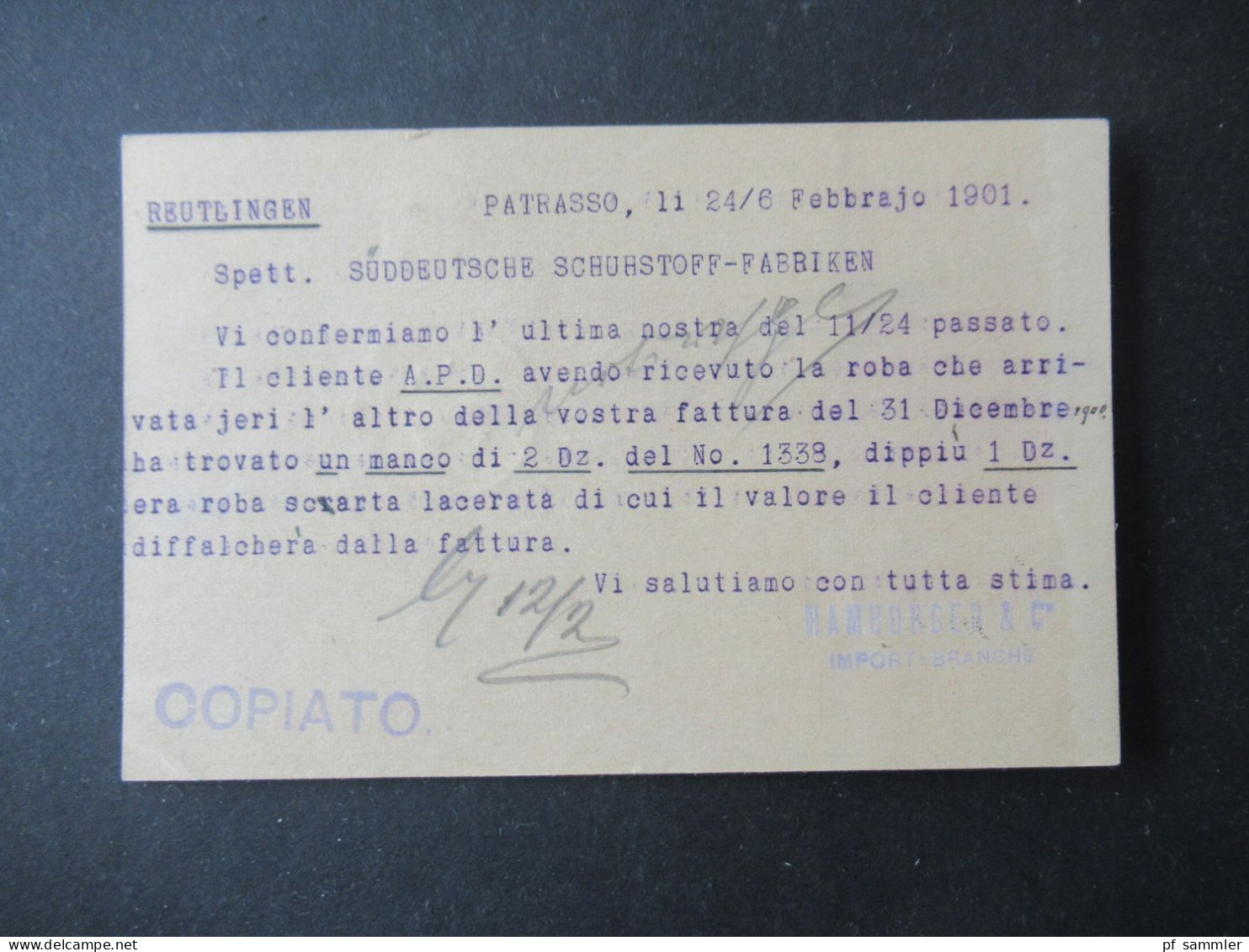 Griechenland 1901 Ganzsache Mit Zusatzfrankatur Hermeskopf! Patras - Reutlimngen Mit Ank. Stempel K1 Reutlingen Bahnhof - Postwaardestukken