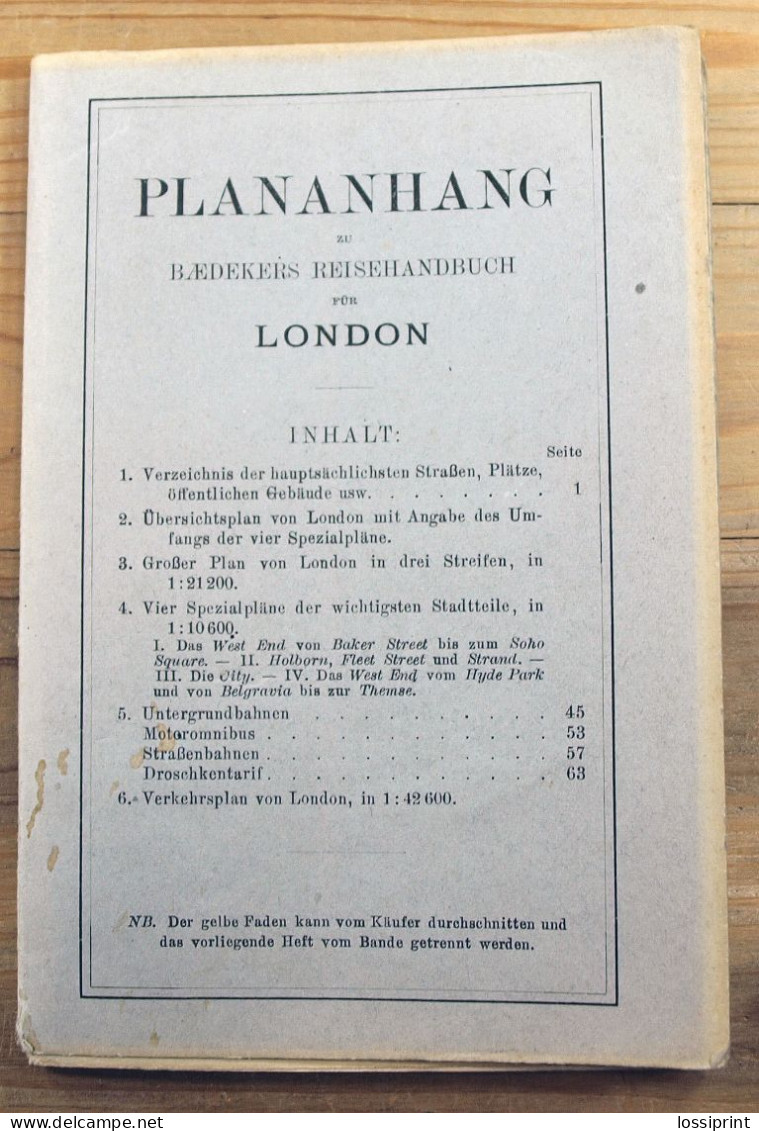 Old German Language Book, London Town Maps And Guides, Karl Baedeker 1912 - Landkarten