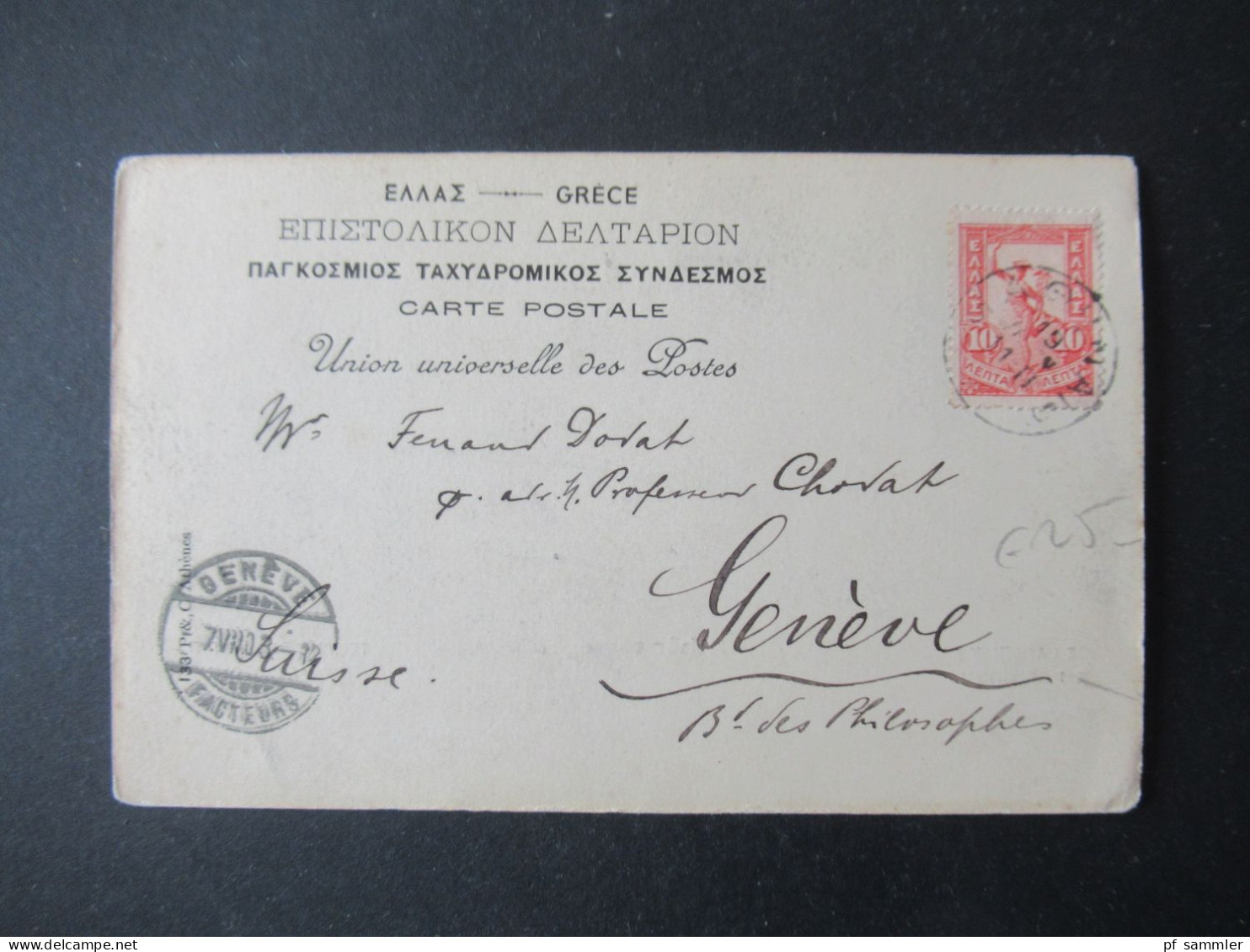 Griechenland 1908 AK Athenes Temple De Jupiter Et L'Acropole Nach Geneve Schweiz Gesendet Mit Ank. Stempel - Briefe U. Dokumente