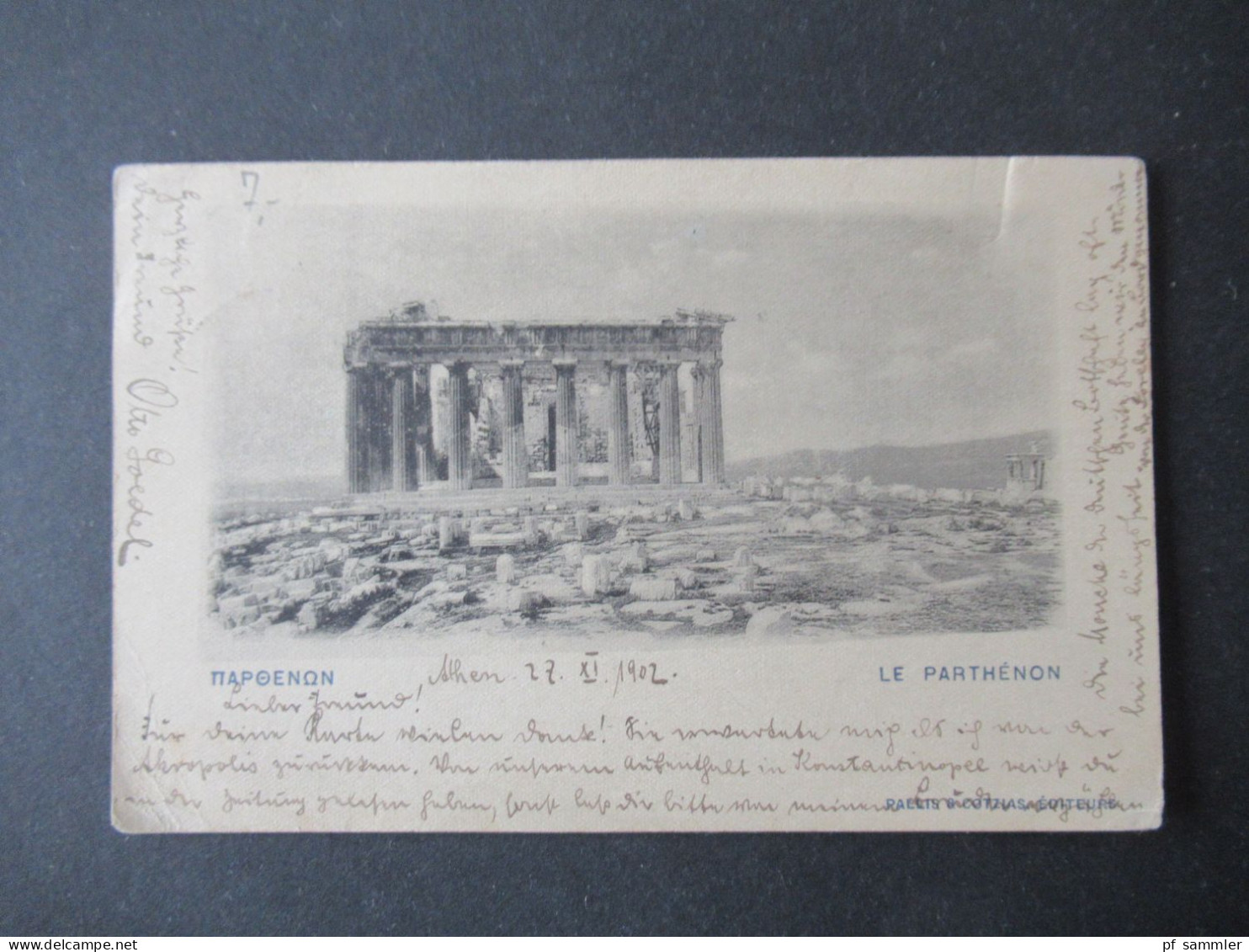 Griechenland 1902 Ganzsache / Bild PK Athen Le Parthenon Editeurs Pallis Cotzias Nach Wilhelmshaven Gesendet - Postwaardestukken