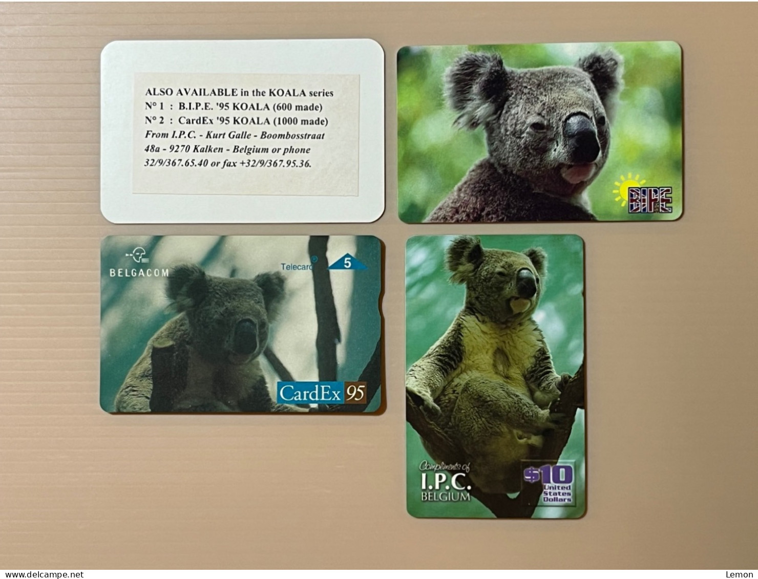 Mint USA UNITED STATES America Prepaid Telecard Phonecard, Koala Series B.I.P.E. 95 CardEx 95 I.P.C, Set Of 3 Mint Cards - Sammlungen