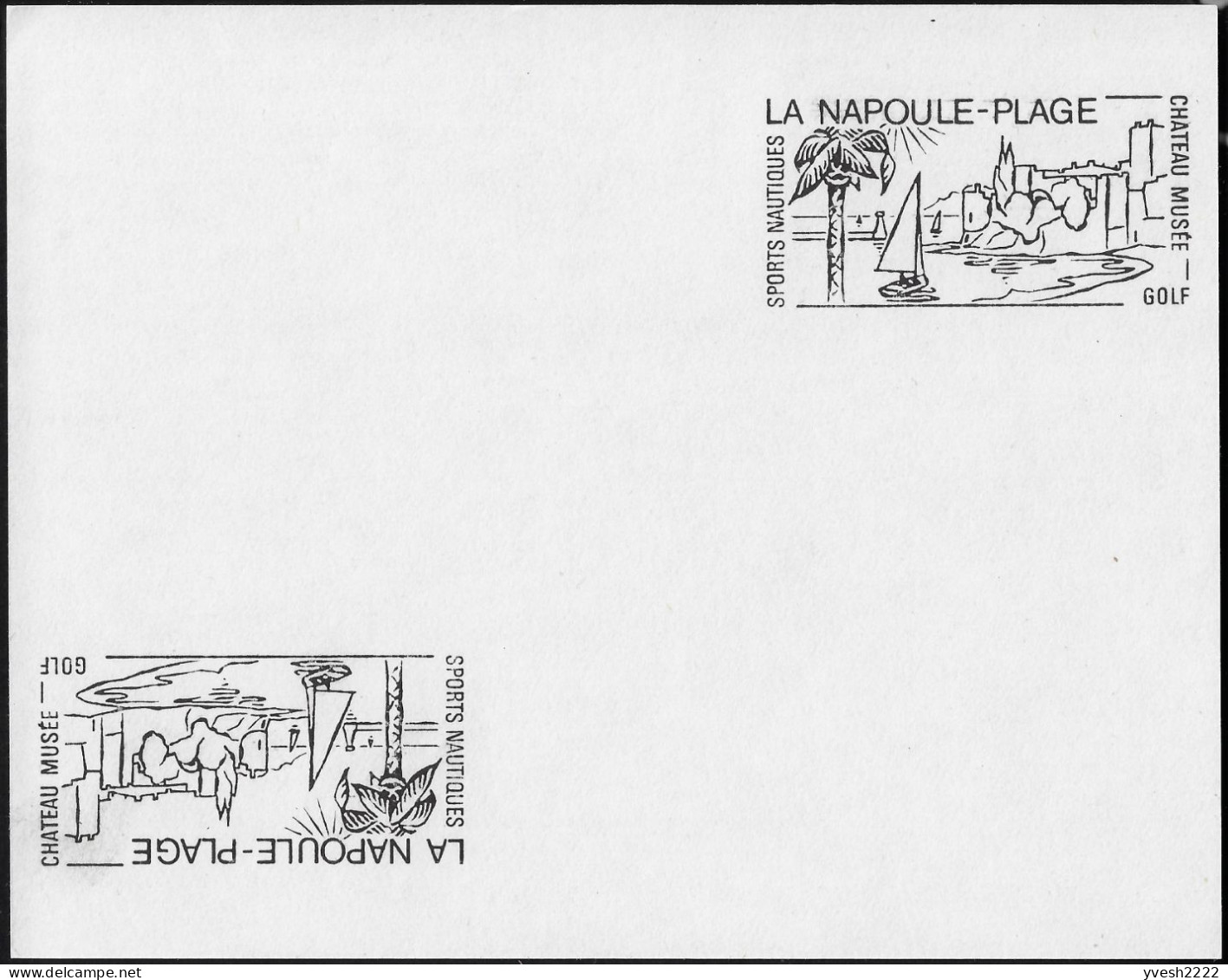 France Vers 1972. Épreuve D'empreinte SECAP. La Napoule, Plage. Château Musée, Golf, Palmier. Tirage 3 Ex. - Golf