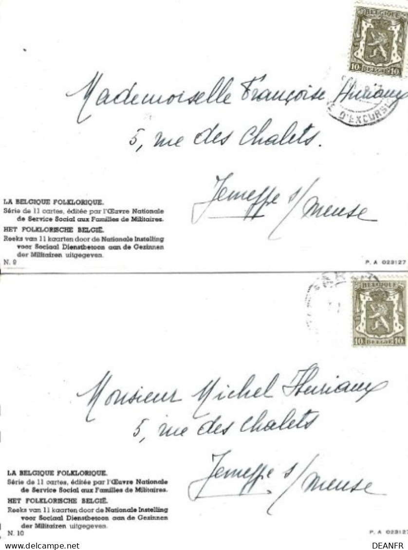 LA BELGIQUE FOLKLORIQUE: O.N.S.S. Aux Familles De Militaires. ( 2 Cartes ). - Sammlungen & Sammellose