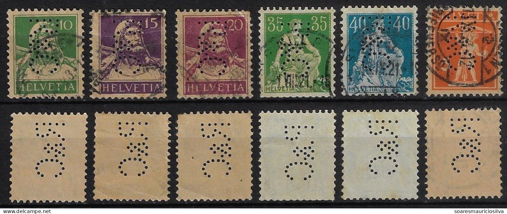 Switzerland 1895/1924 6 Stamp With Perfin R&C By Reichenbach & Co From St. Gallen Lochung Perfore - Perforadas