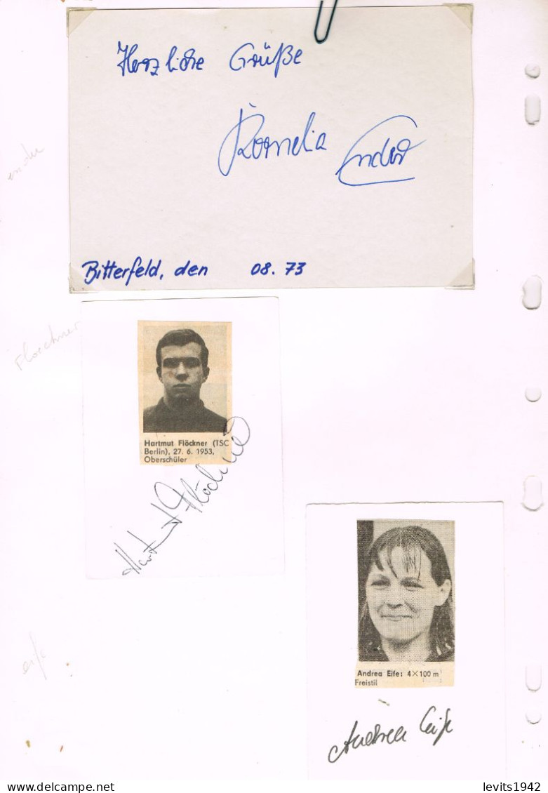 JEUX OLYMPIQUES - AUTOGRAPHES DE MEDAILLES OLYMPIQUES - CONCURRENTS D'ALLEMAGNE DE L'EST - - Autogramme