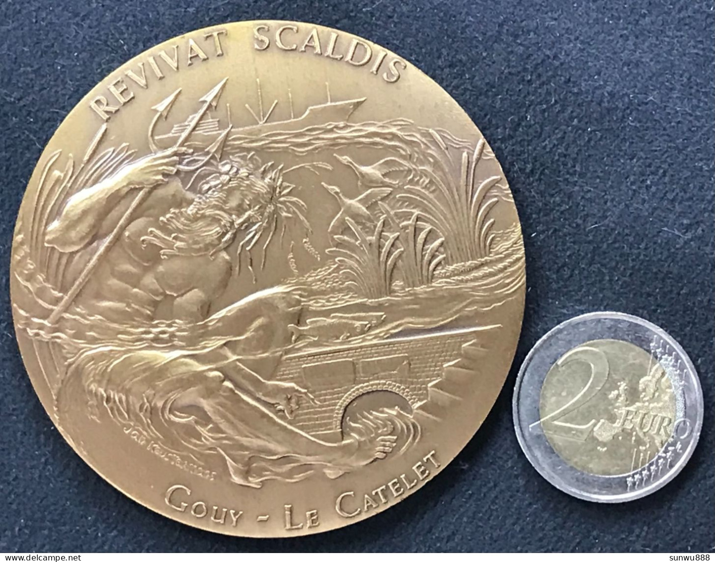 Superbe Médaille Revivat Scaldis Gouy - Le Catelet - Escaut Jan Keustermans - Shipping Press Association - Other & Unclassified