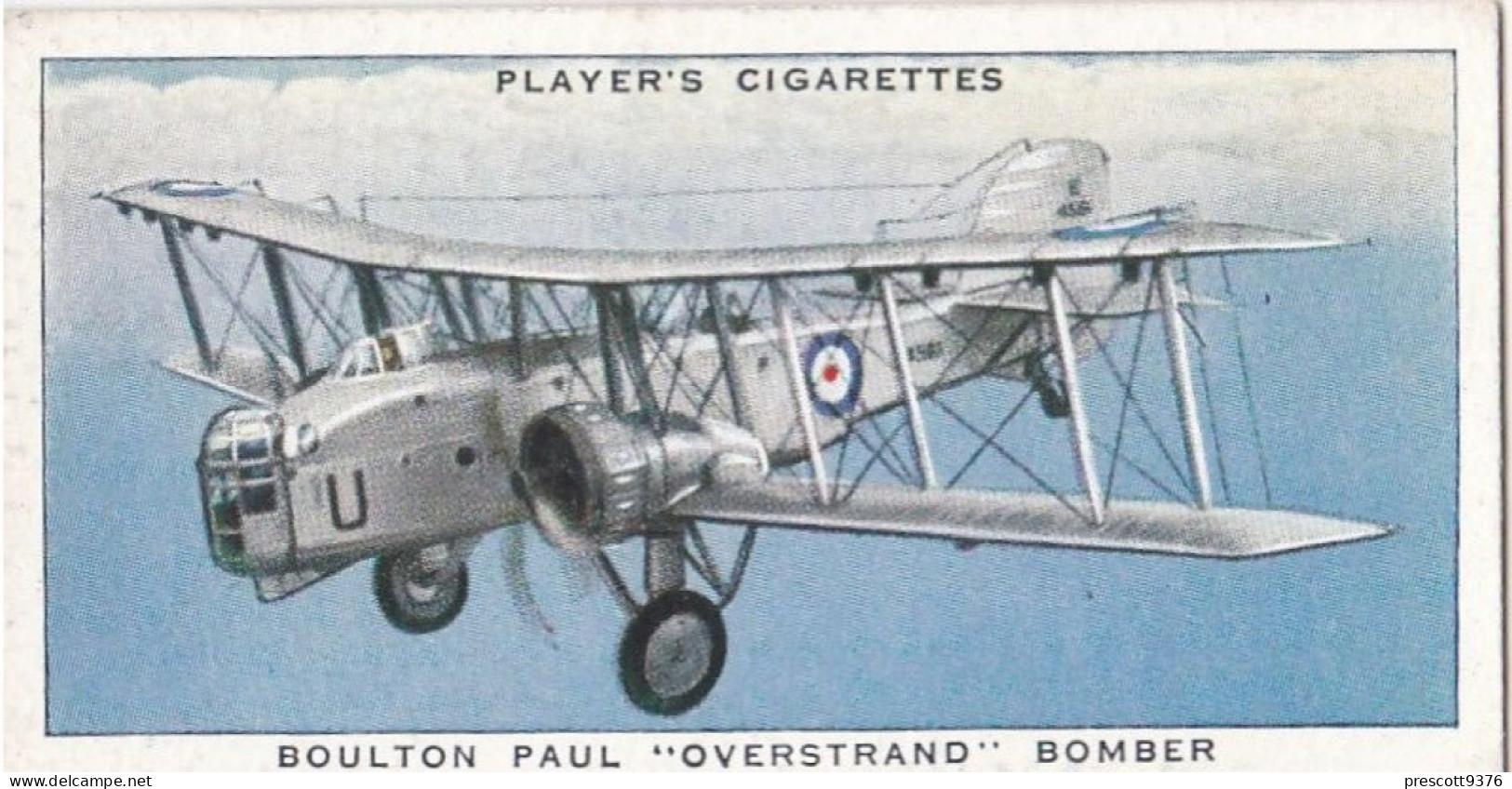 8 Boulton Paul, Overstrand Bomber - Aircraft Of The Royal Air Force 1938 - Players Original Cigarette Card - Military - Player's