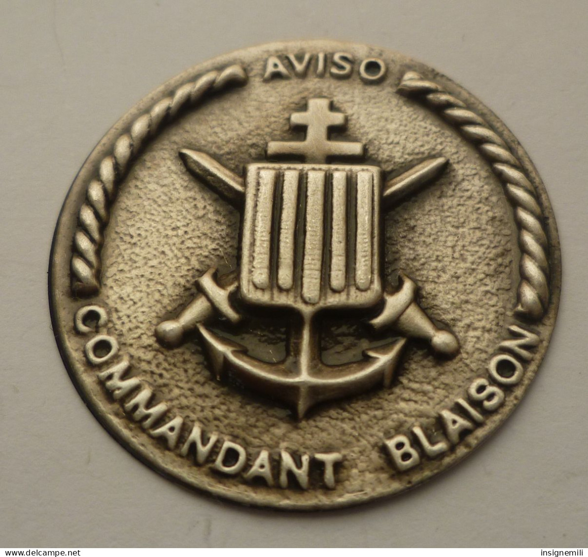 INSIGNE AVISO COMMANDANT BLAISON  - Métal Léger 2 Grammes - Diamètre 3 Cm - Navy