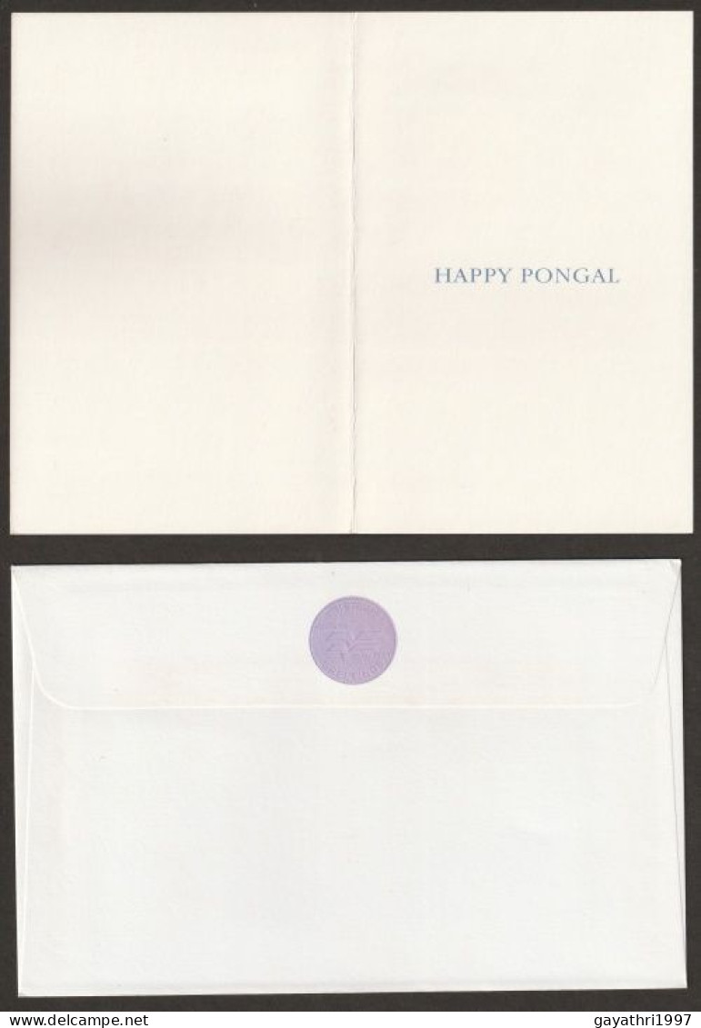 India Greetings Card With Cover Issued By Indian Government (gr60) Pongal    Greetings  Temple - Hinduismo