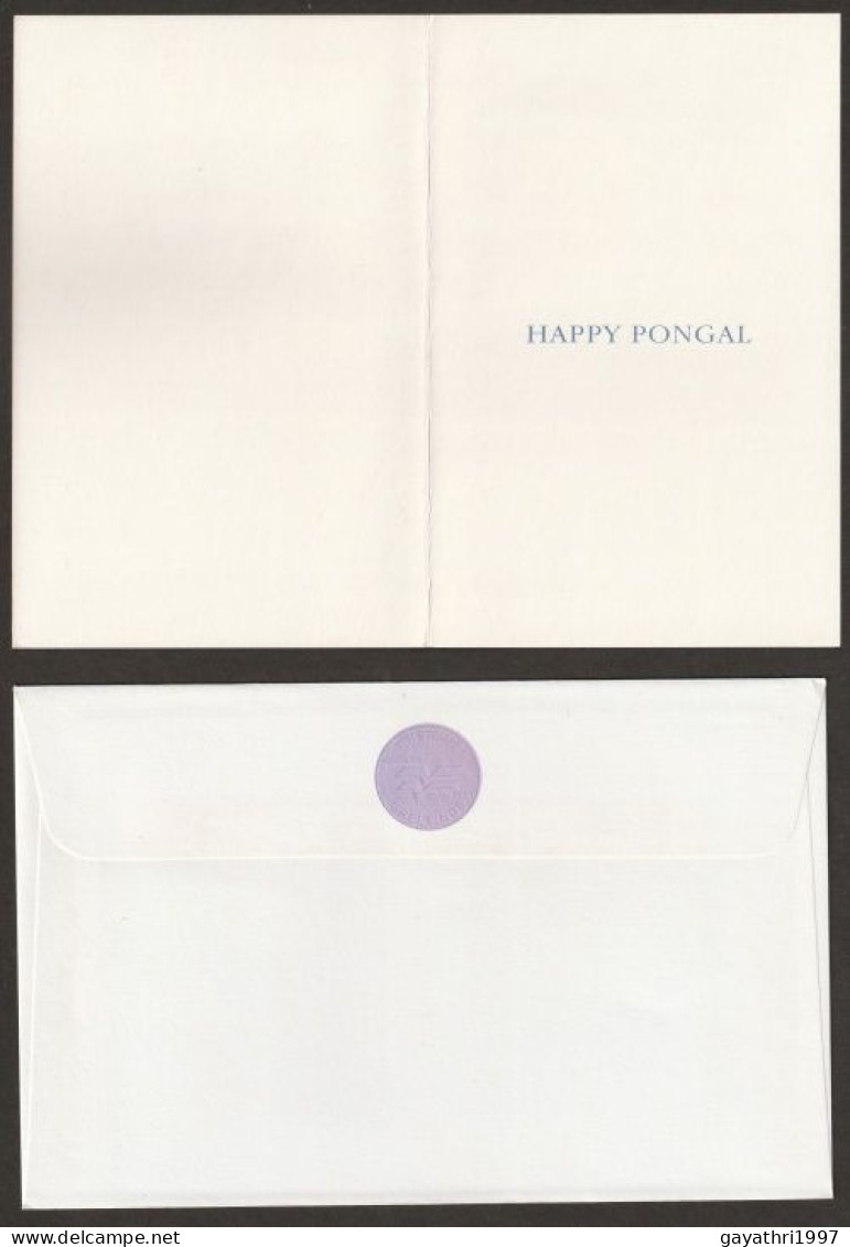 India Greetings Card With Cover Issued By Indian Government (gr60) Pongal    Greetings  Temple - Hinduism
