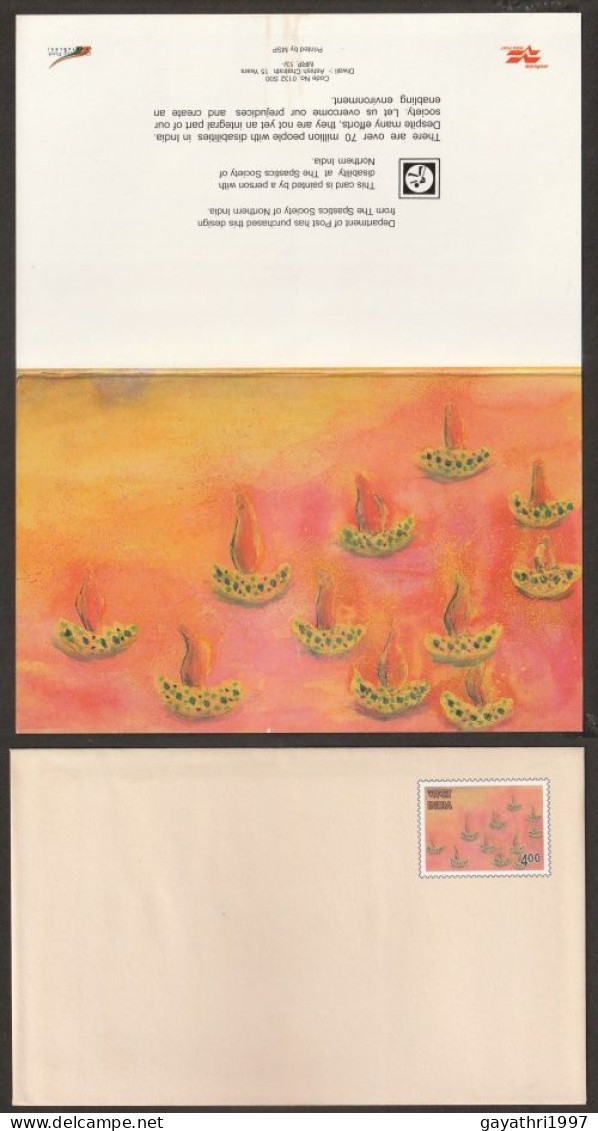 India Greetings Card With Cover Issued By Indian Government (gr65) Happy Diwali   Greetings - Lettres & Documents