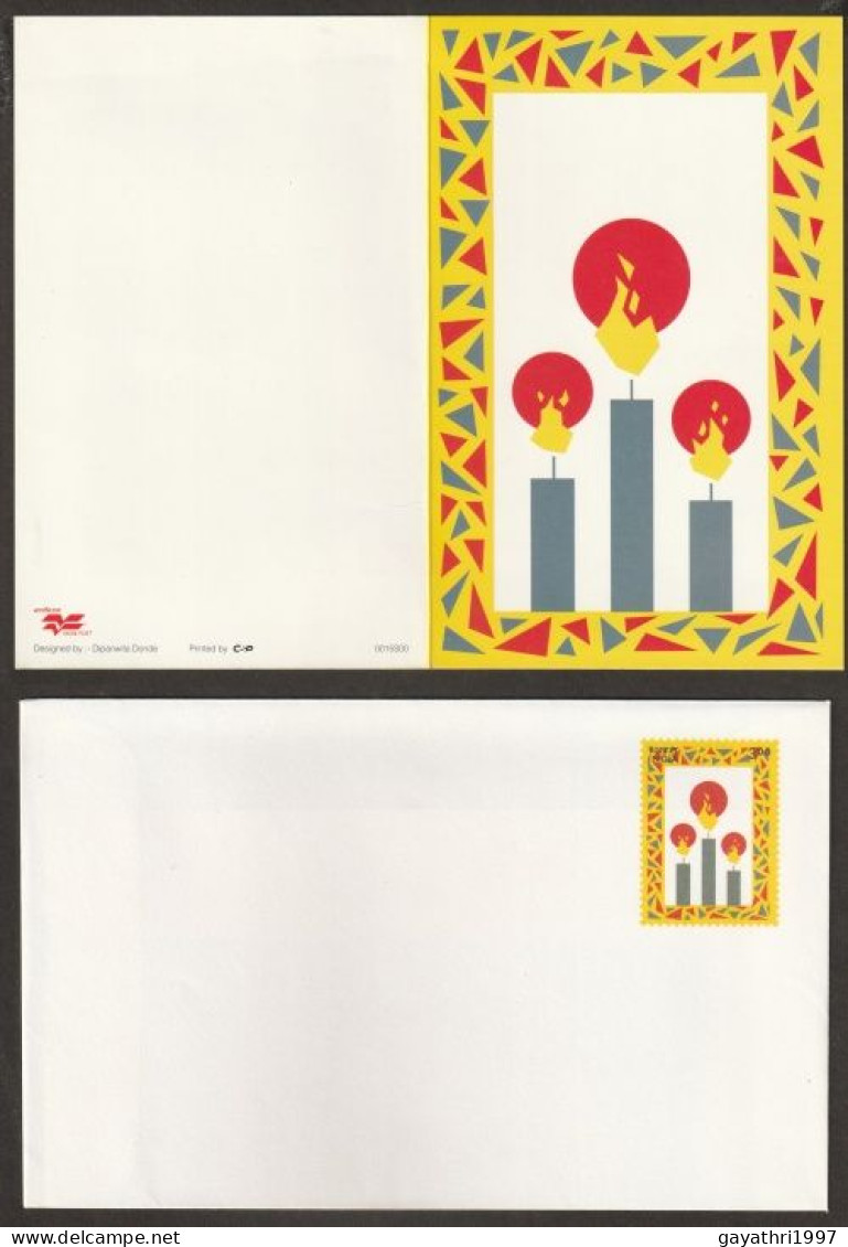 India Greetings Card With Cover Issued By Indian Government (gr66) Happy Diwali   Greetings - Covers & Documents