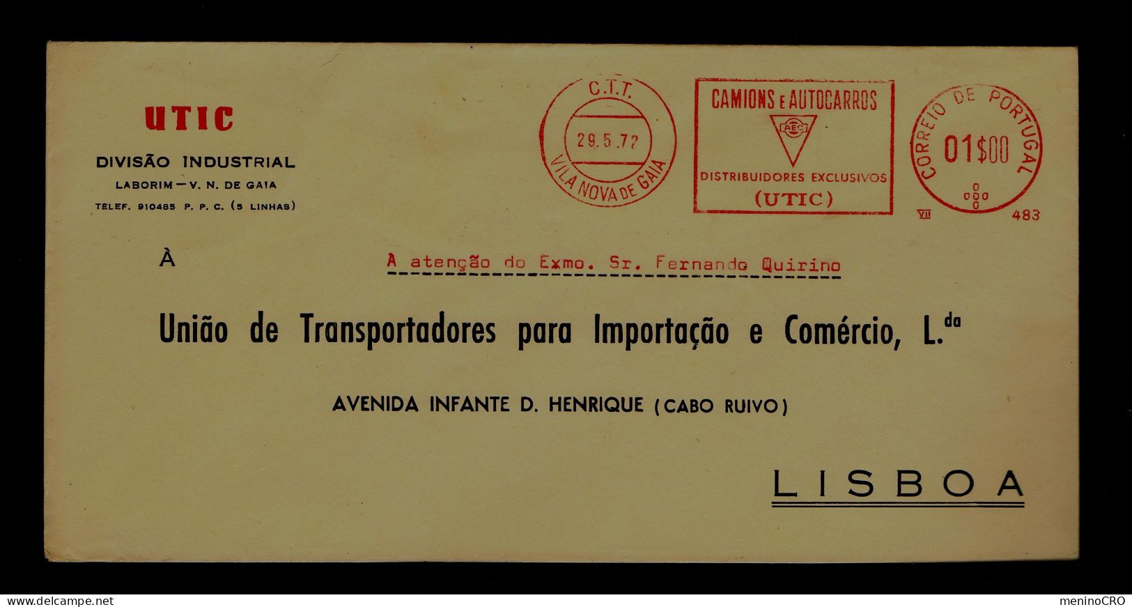 Gc8290 PORTUGAL EMA "AEC CAMIONS +BUS" /distribution Exclusiv (UTIC) Publicitary Cover Mailed LISBOA - Busses